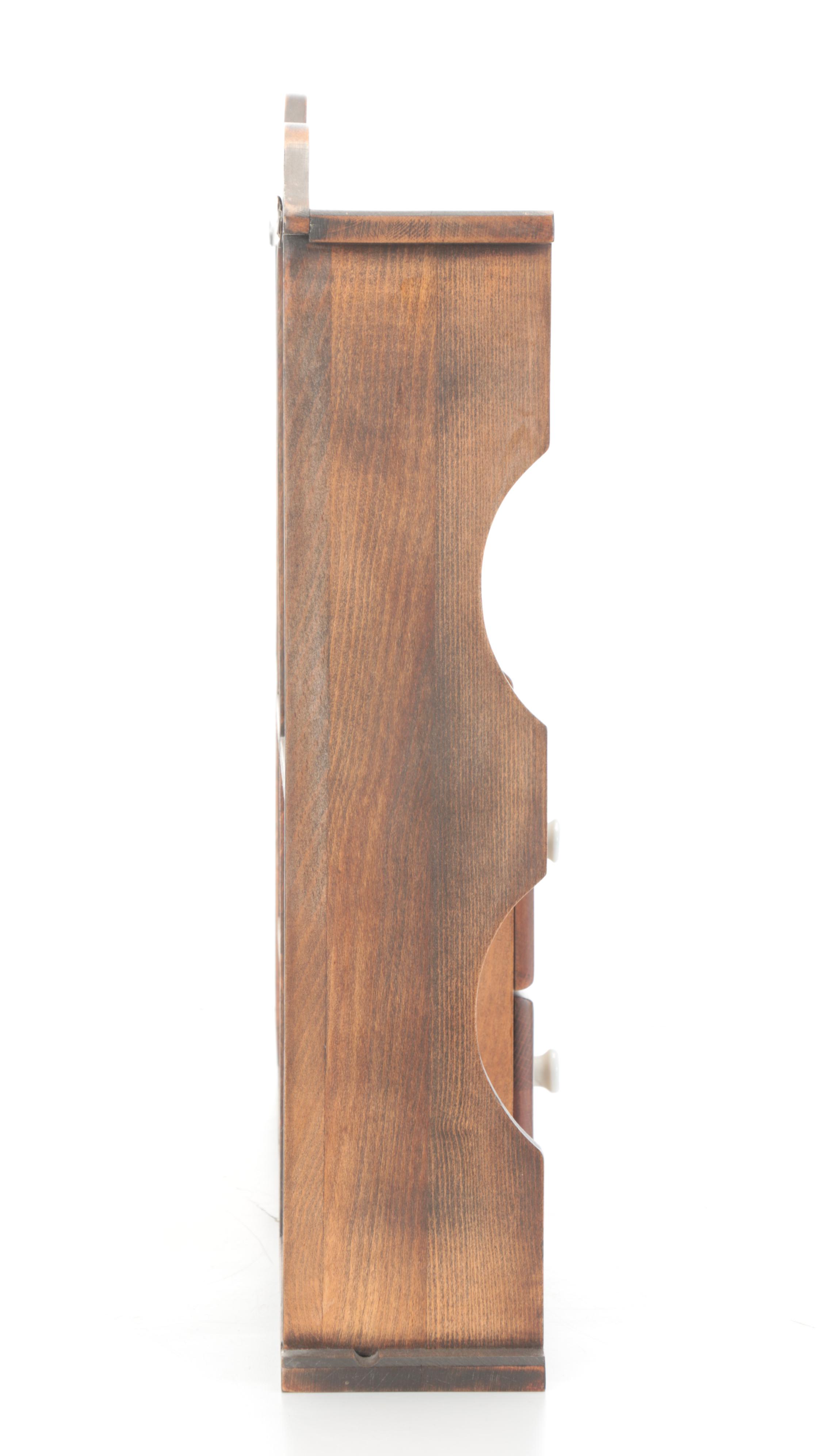 Wooden Wall Shelf with Hand-Painted Floral Mirror