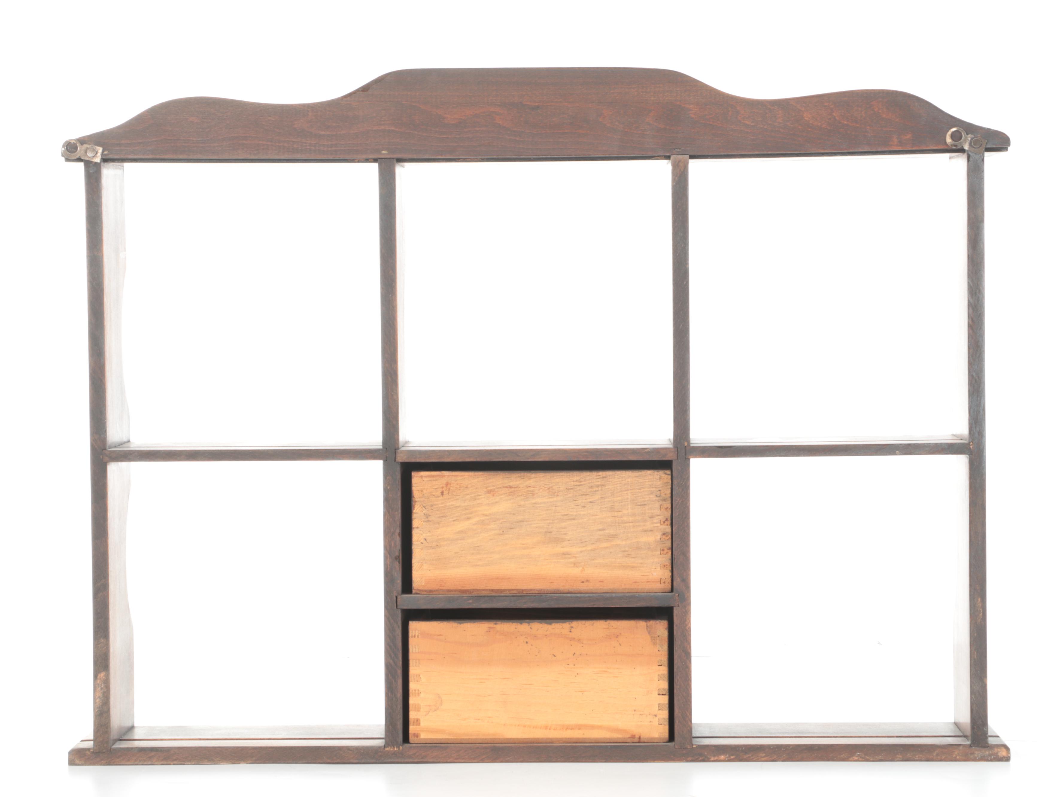 Wooden Wall Shelf with Hand-Painted Floral Mirror