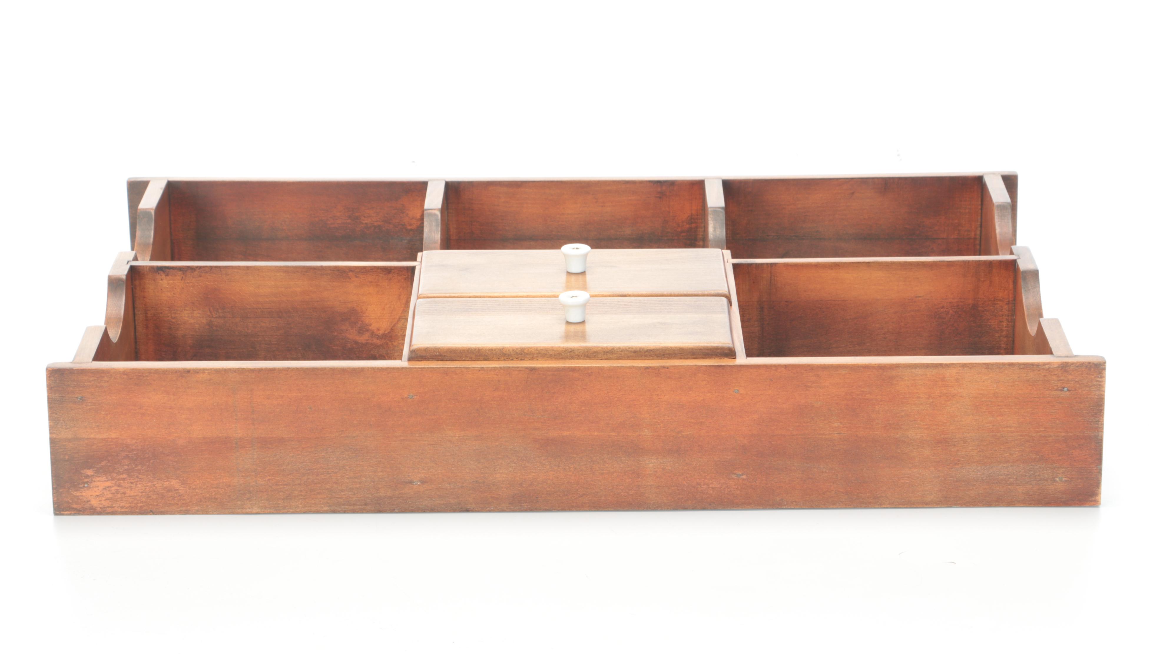 Wooden Wall Shelf with Hand-Painted Floral Mirror