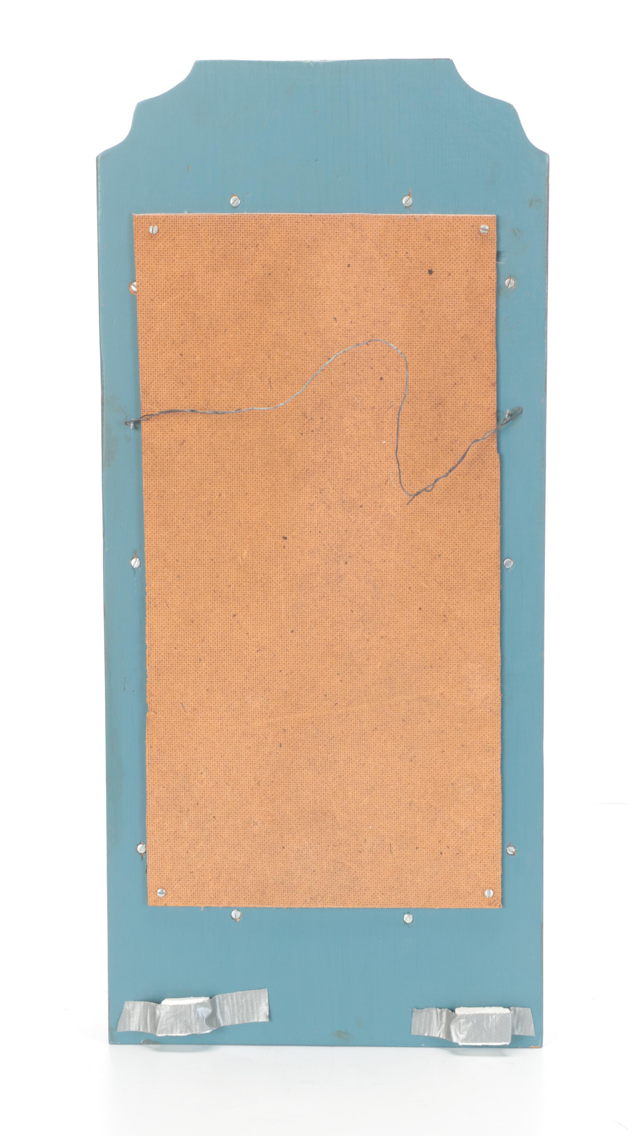 Wooden Wall Shelf with Hand-Painted Floral Mirror