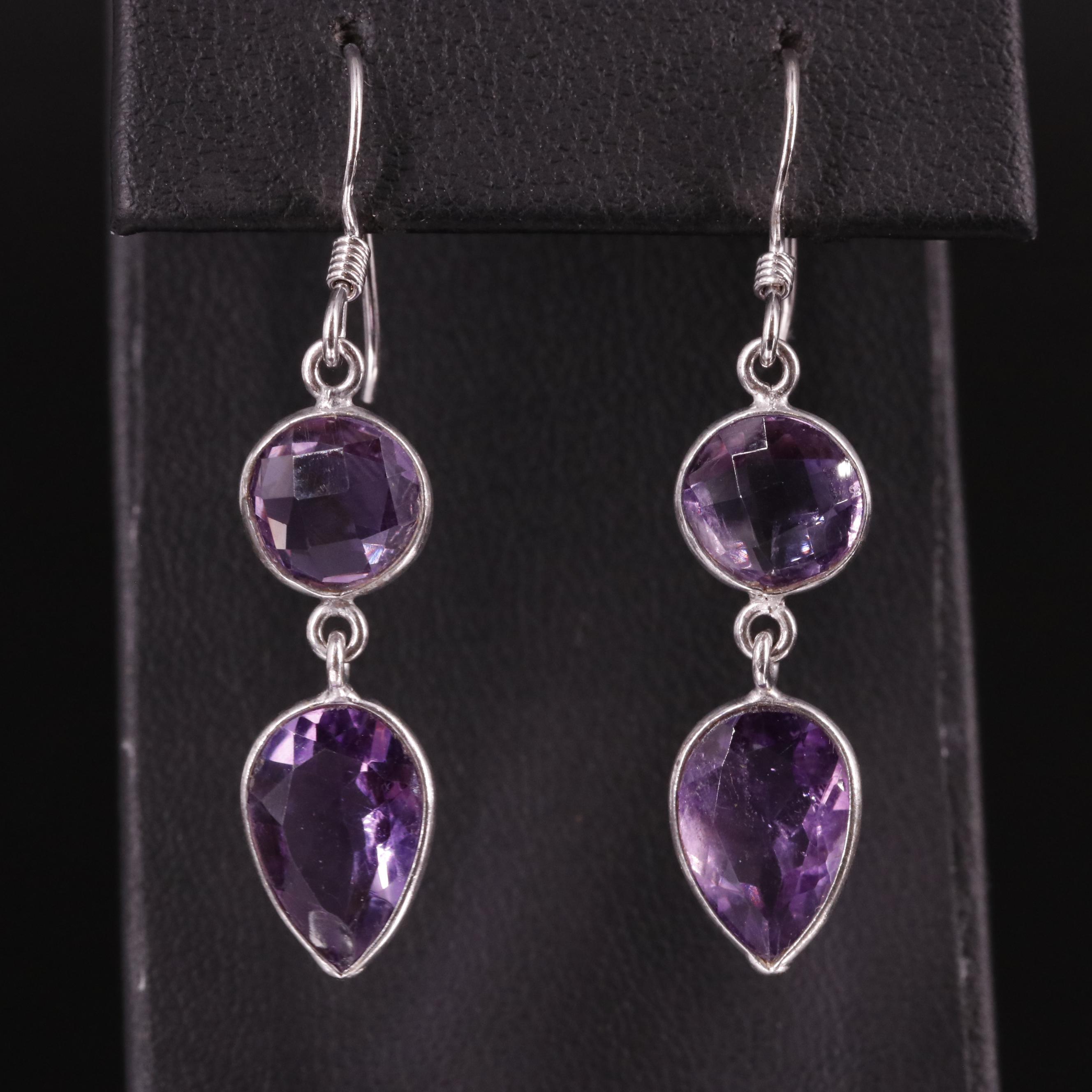 Sterling Amethyst Drop Earrings