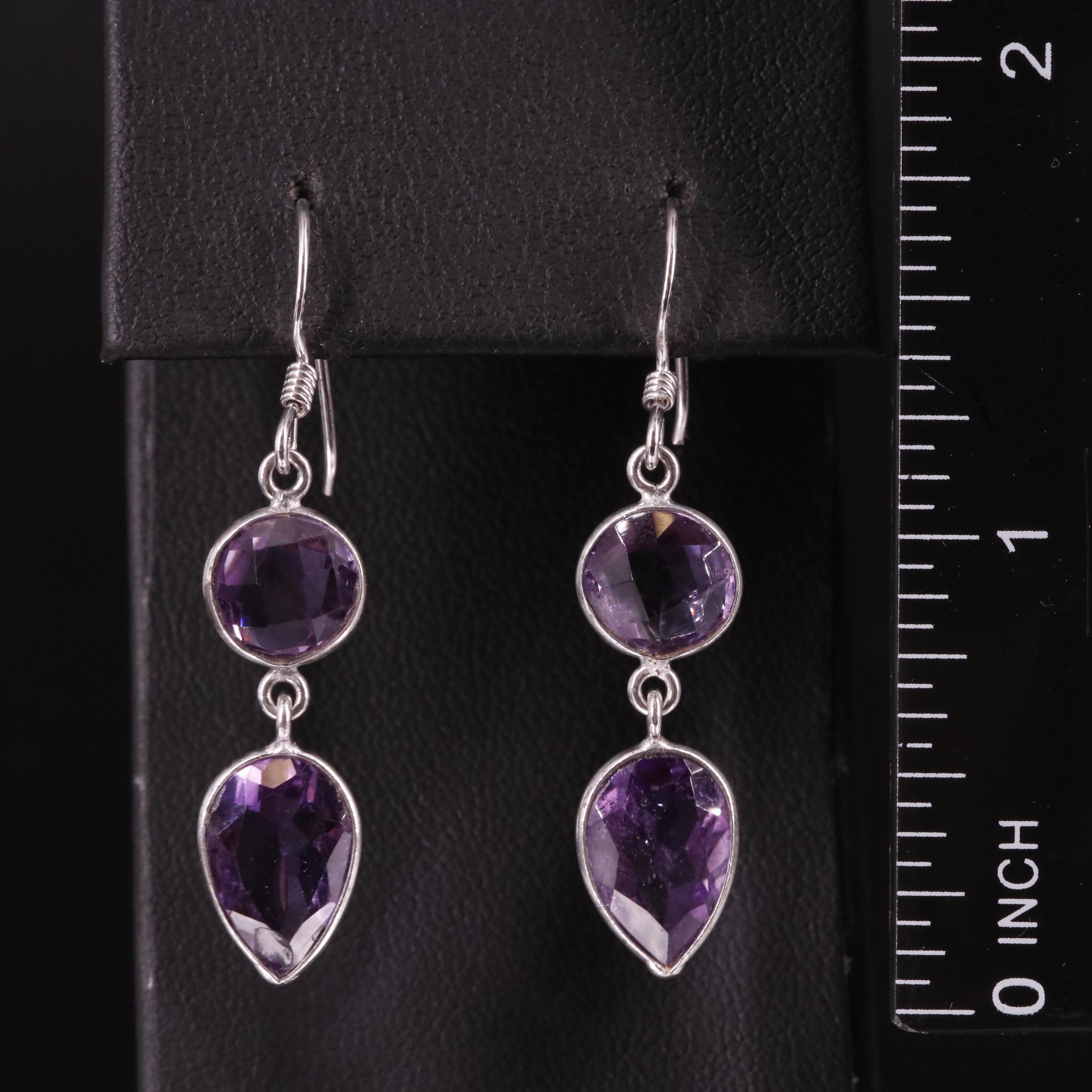 Sterling Amethyst Drop Earrings
