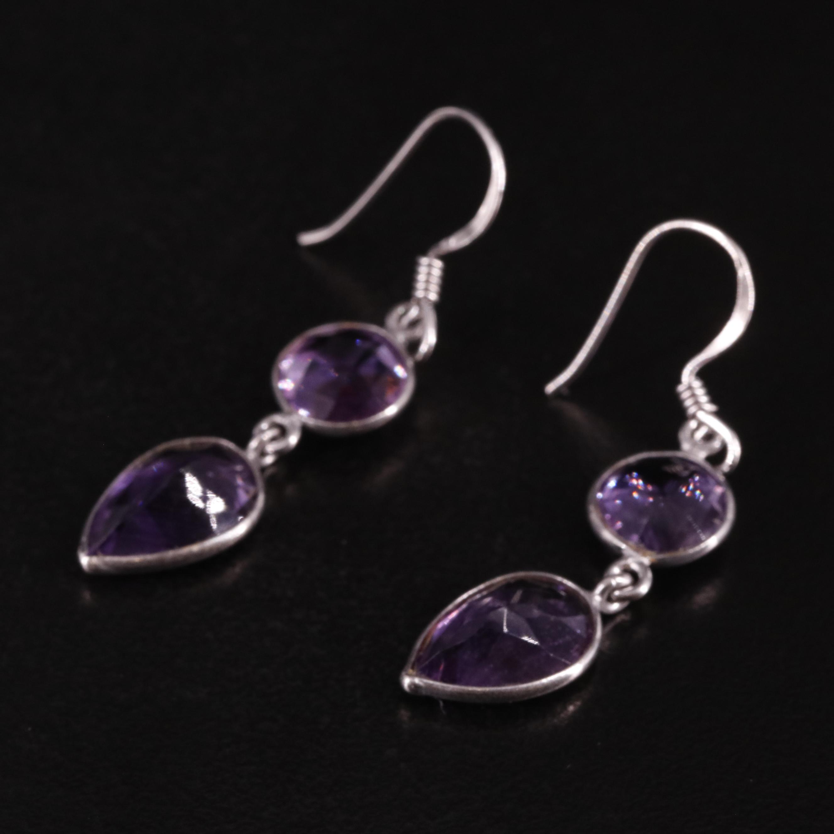 Sterling Amethyst Drop Earrings