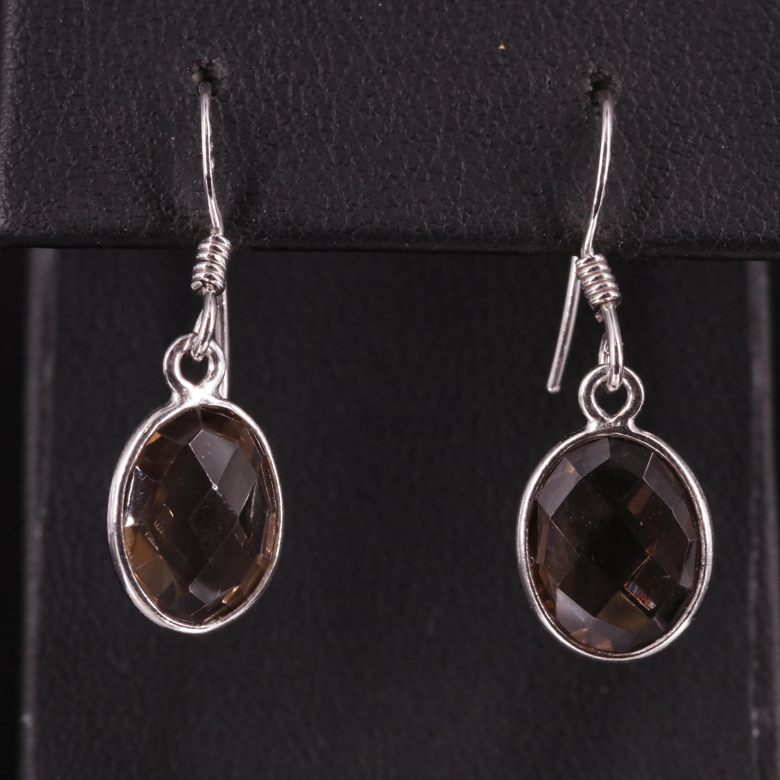 Sterling Smoky Quartz Drop Earrings