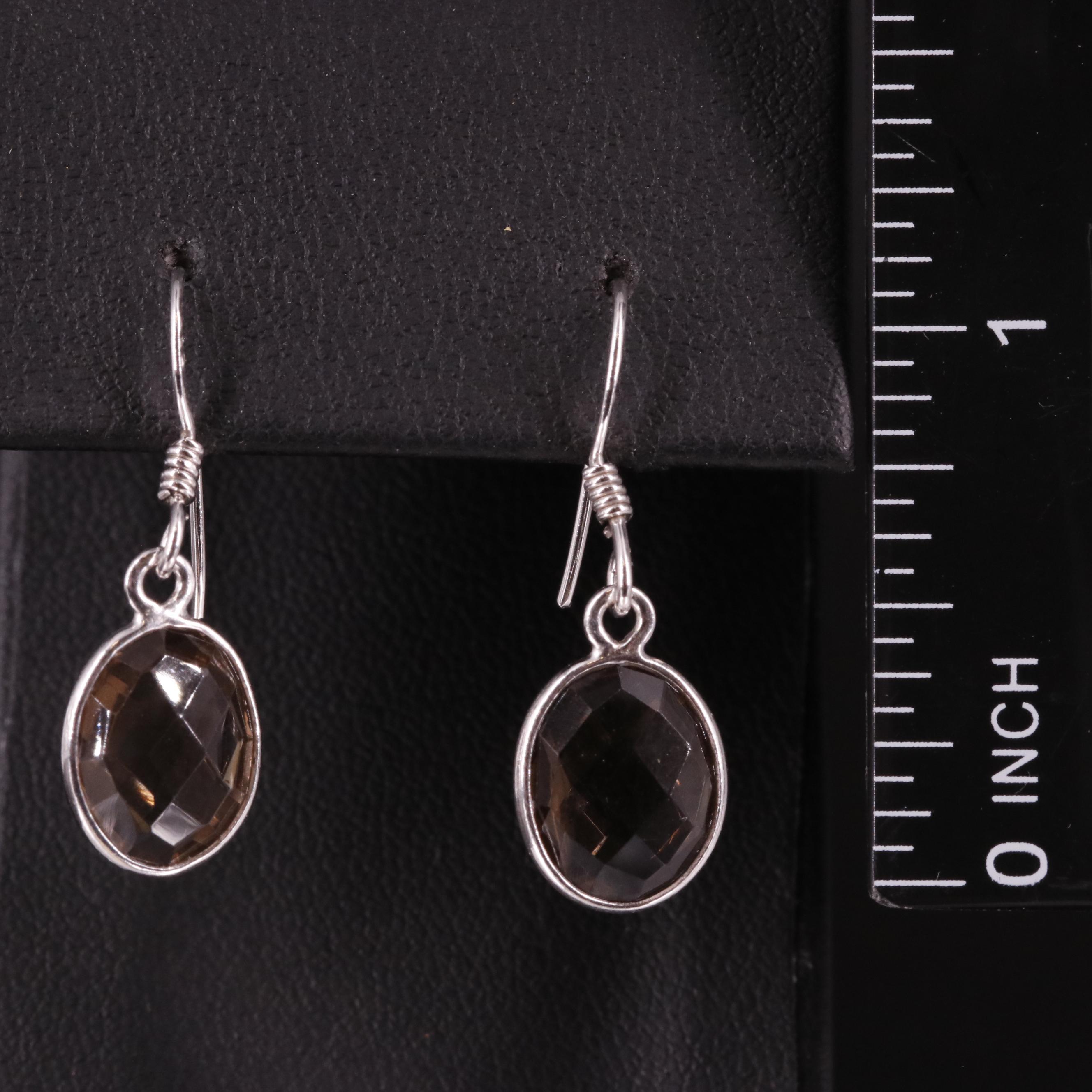 Sterling Smoky Quartz Drop Earrings