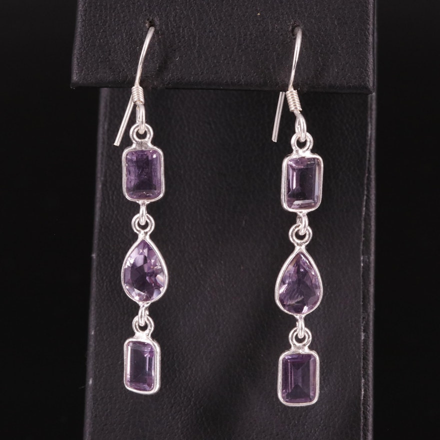 Sterling Amethyst Drop Earrings