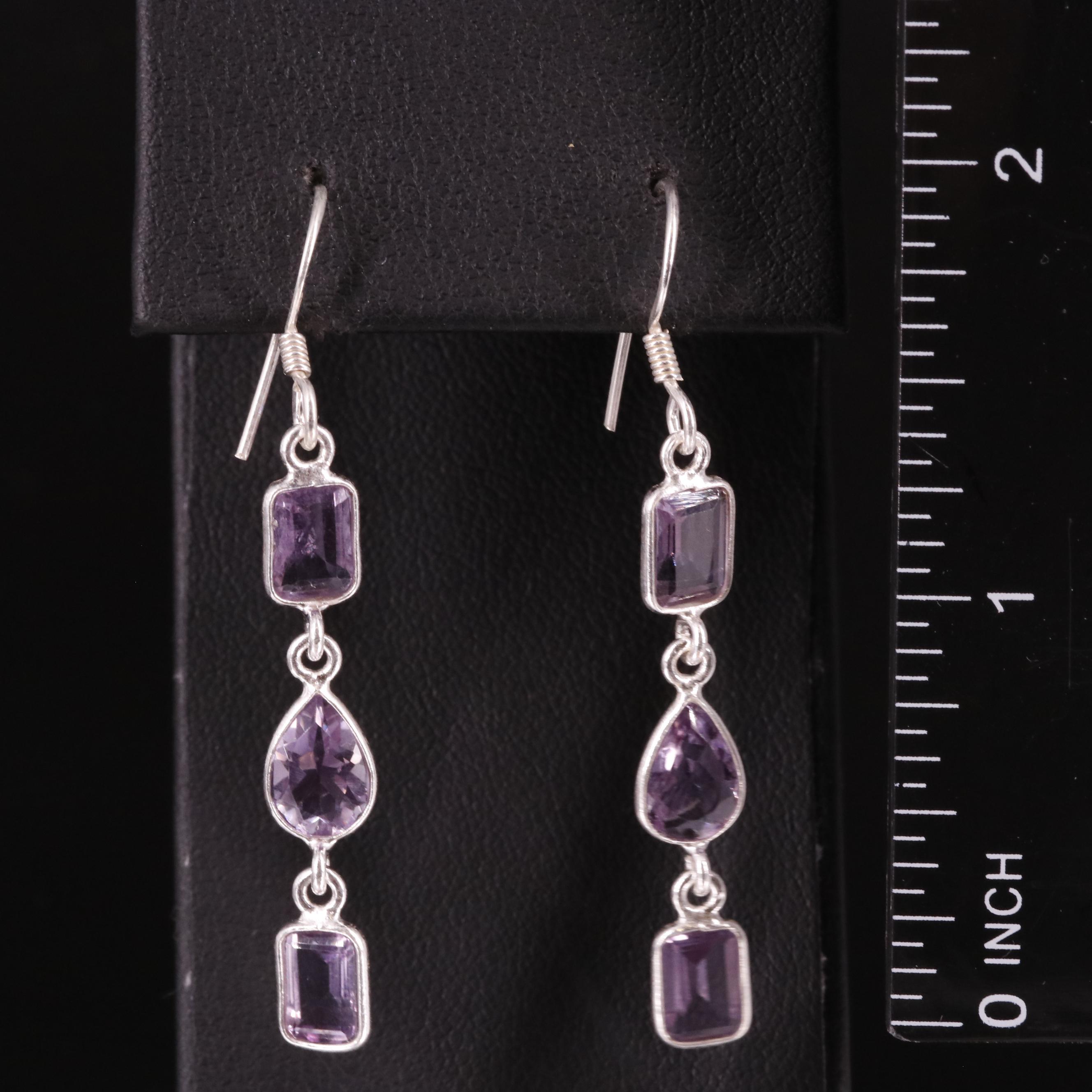 Sterling Amethyst Drop Earrings