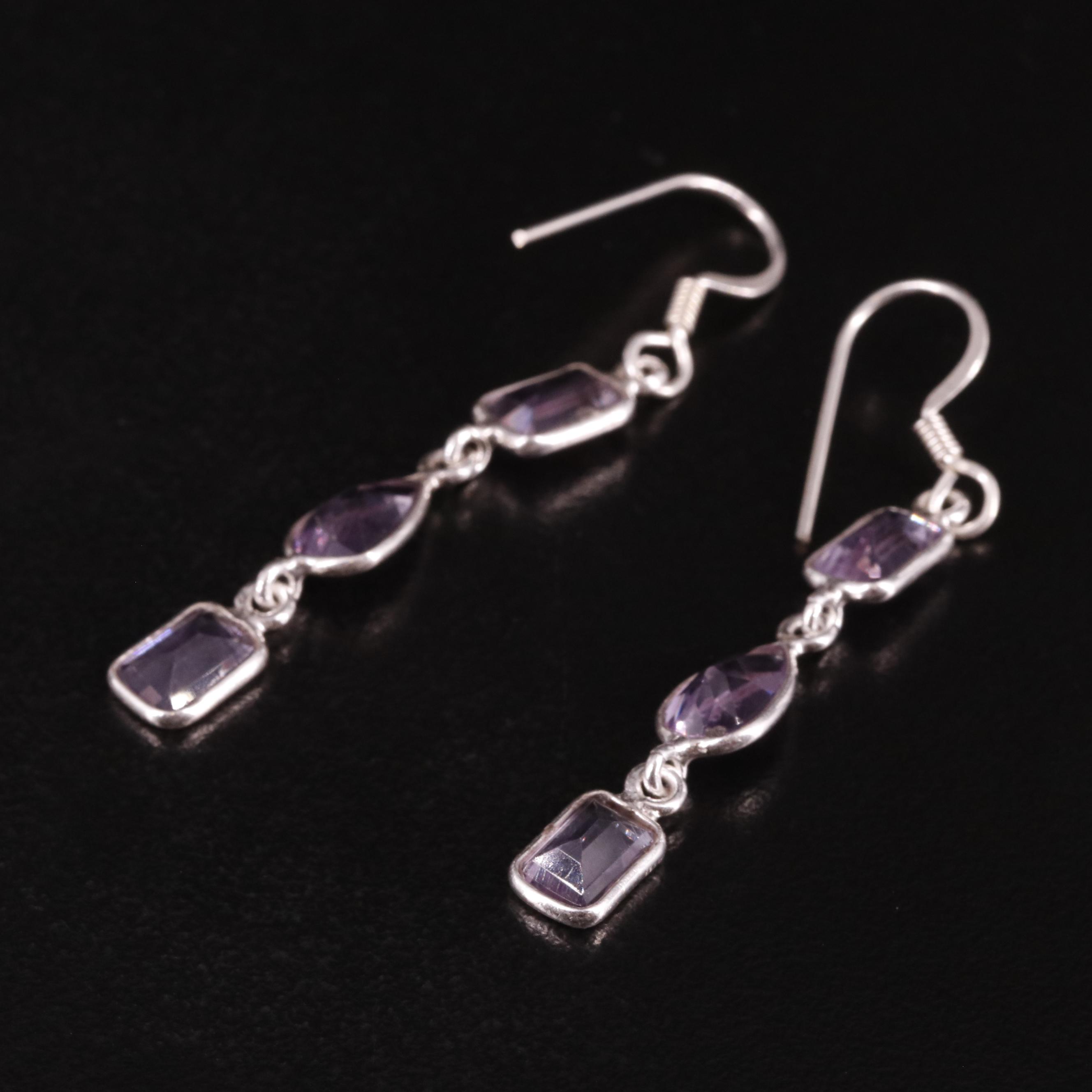 Sterling Amethyst Drop Earrings
