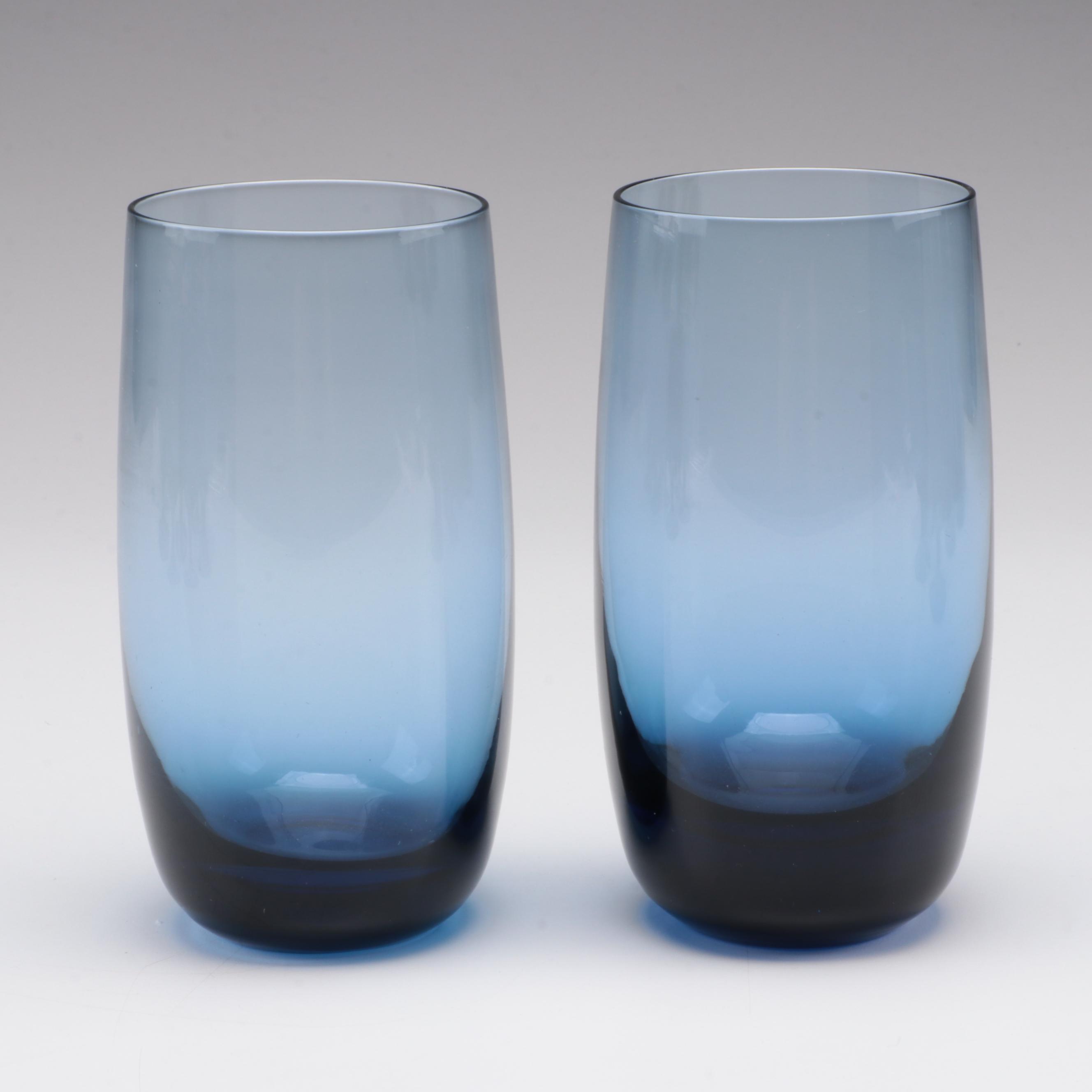 Milnor Scandinavian Blue Glass Coupes and Other Tumblers, Mid to Late 20th C.