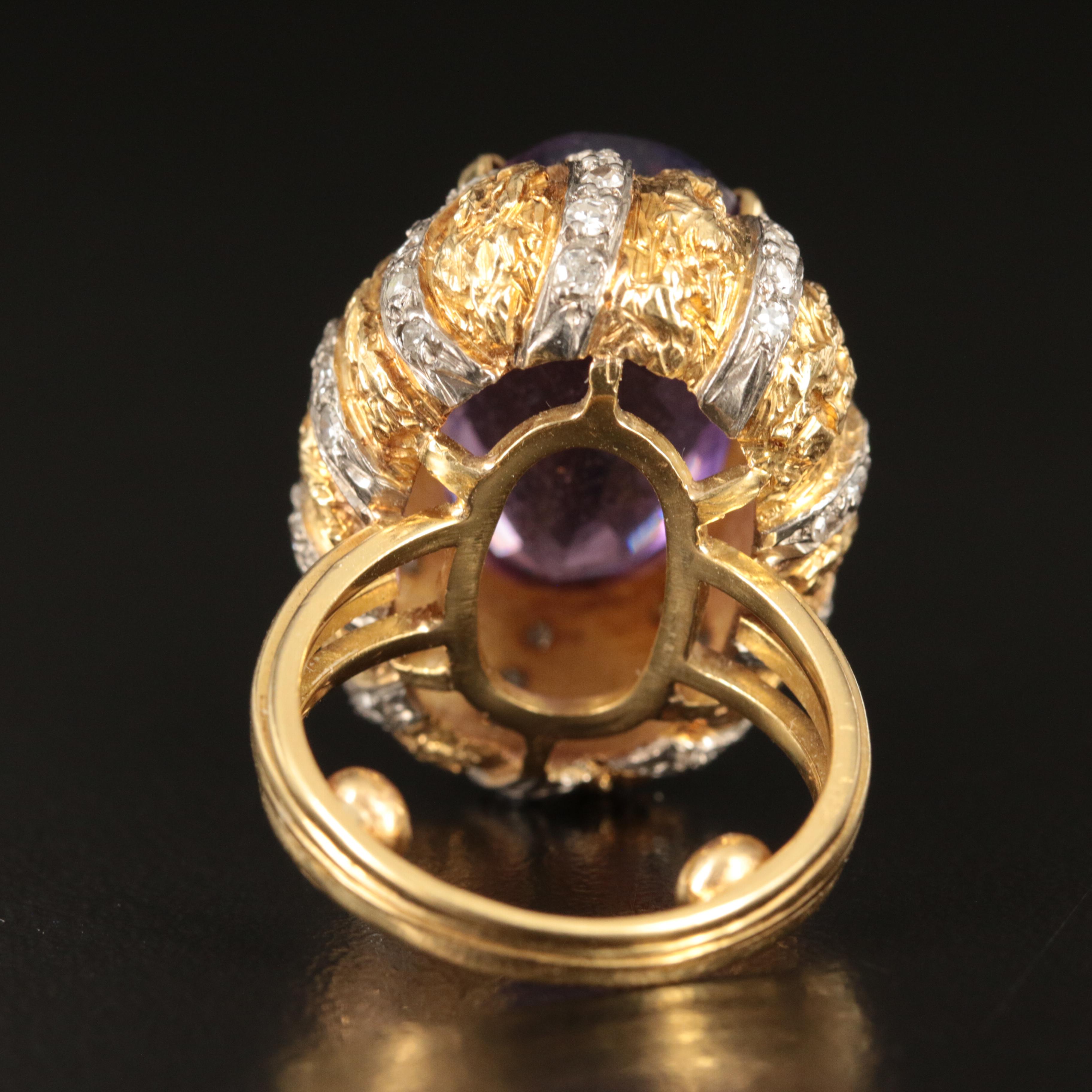 18K 16.33 CT Amethyst and Diamond Ring with 14K Accents