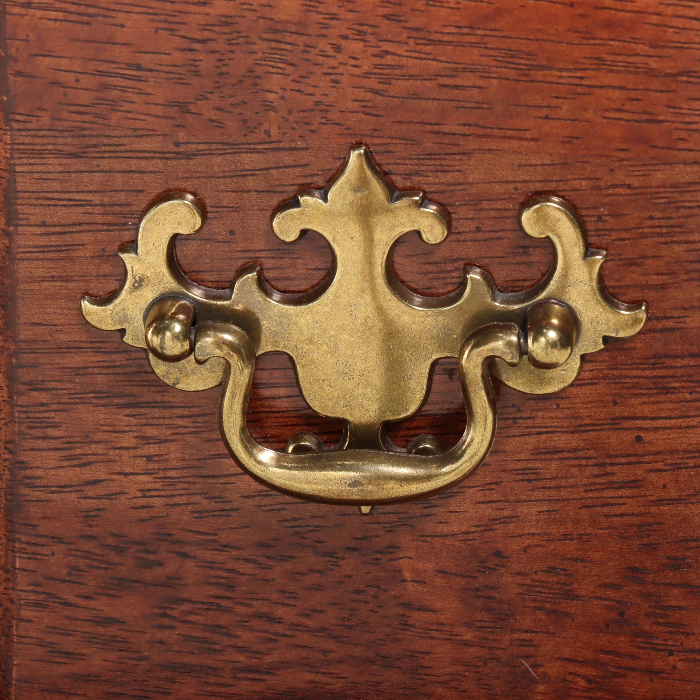 Chippendale Style Cherrywood-Stained Three-Drawer Blockfront Nightstand