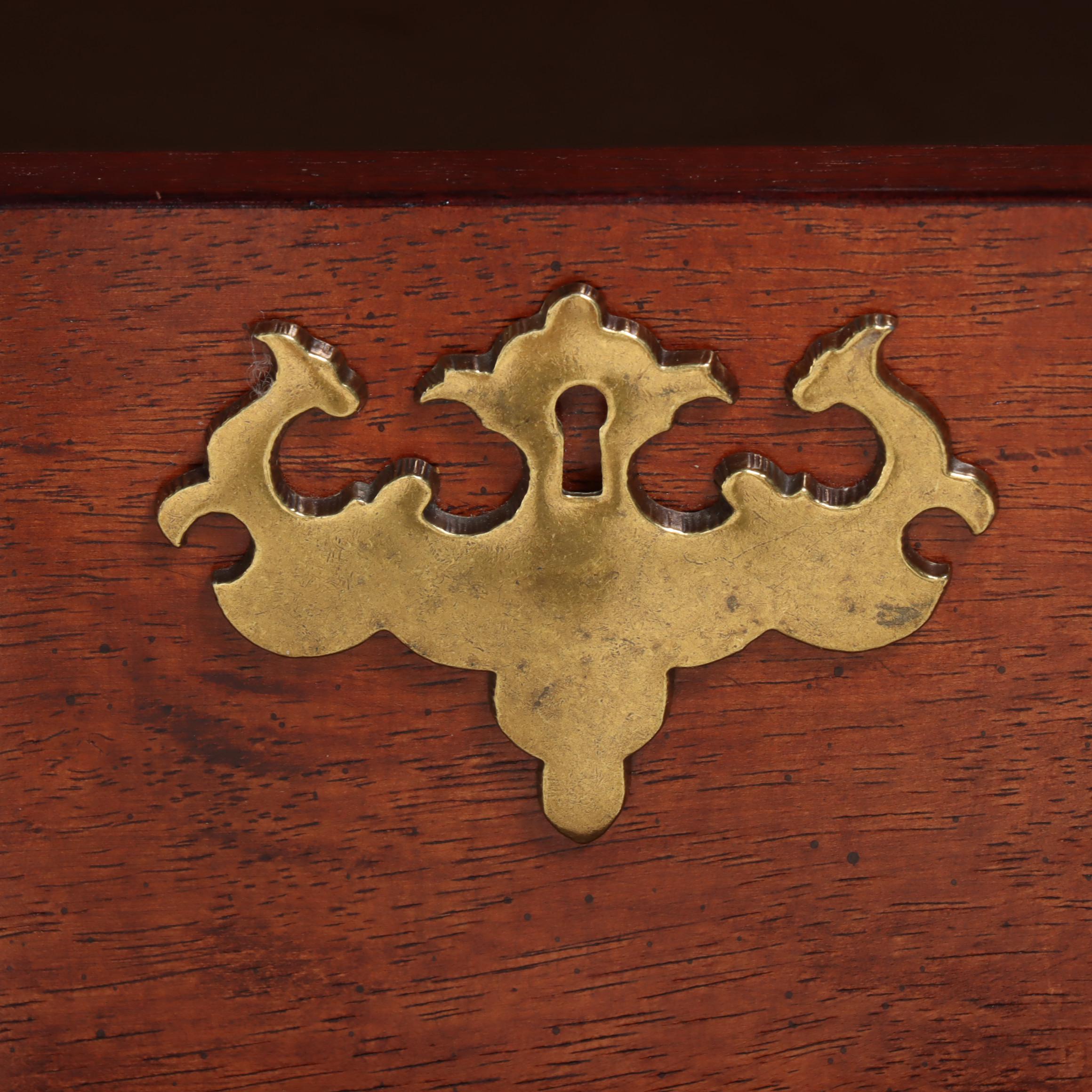 Chippendale Style Cherrywood-Stained Three-Drawer Blockfront Nightstand