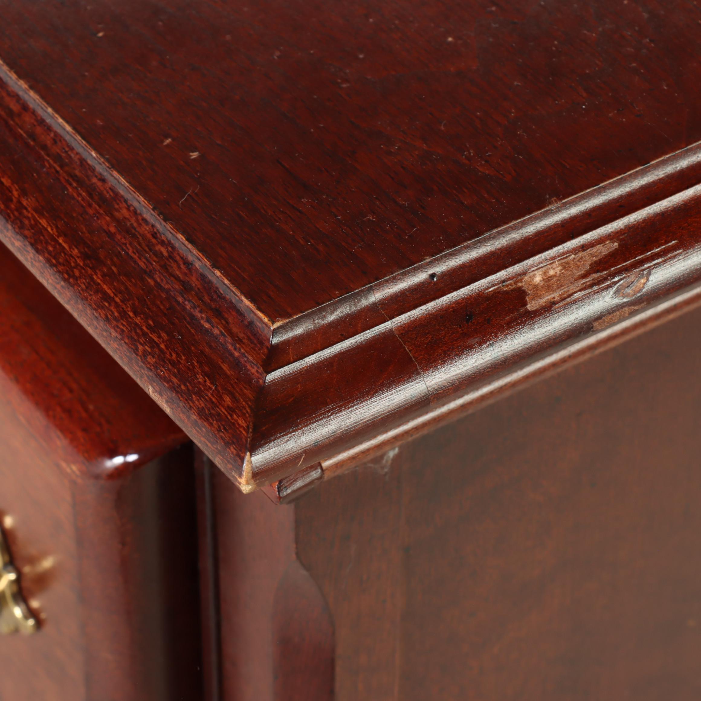 Chippendale Style Cherrywood-Stained Three-Drawer Blockfront Nightstand