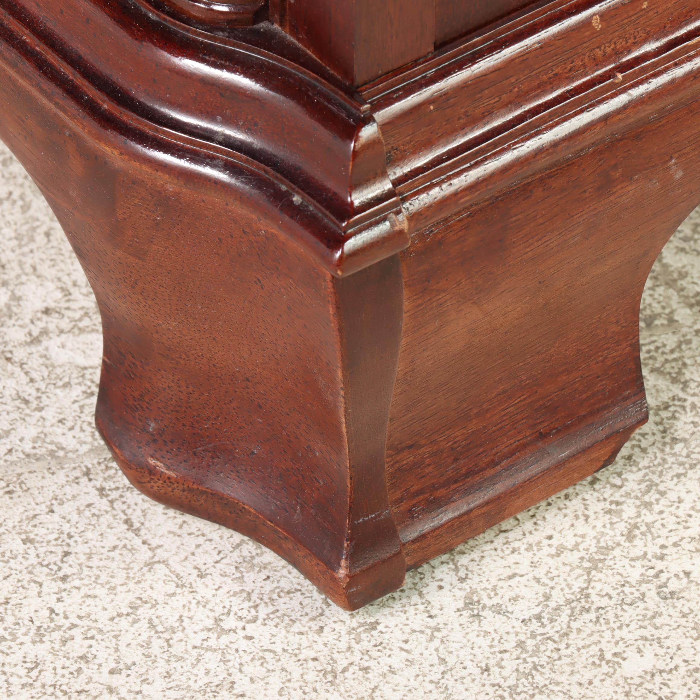 Chippendale Style Cherrywood-Stained Three-Drawer Blockfront Nightstand
