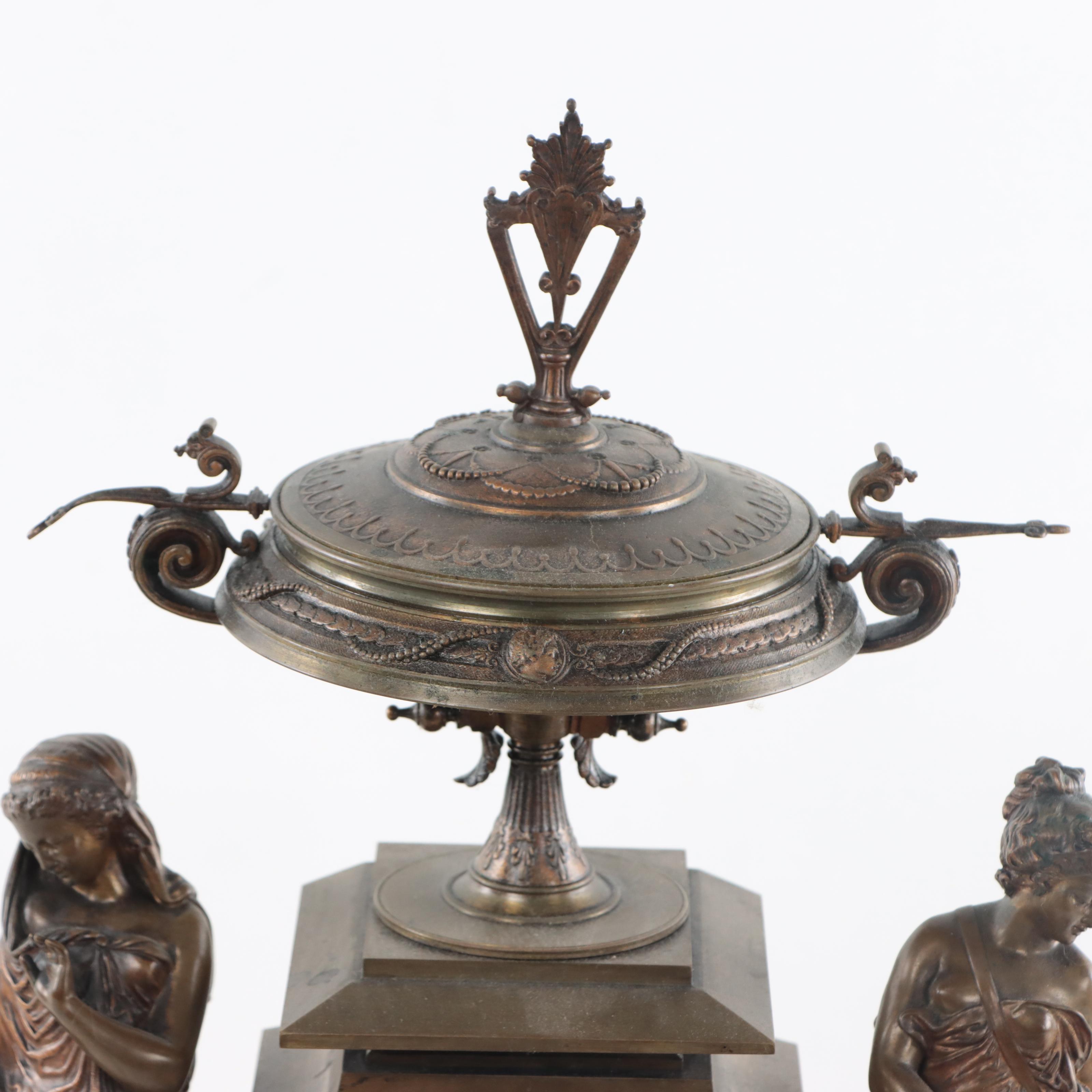 Howard & Co. François Mage Cast Bronze and Spelter Mantel Clock