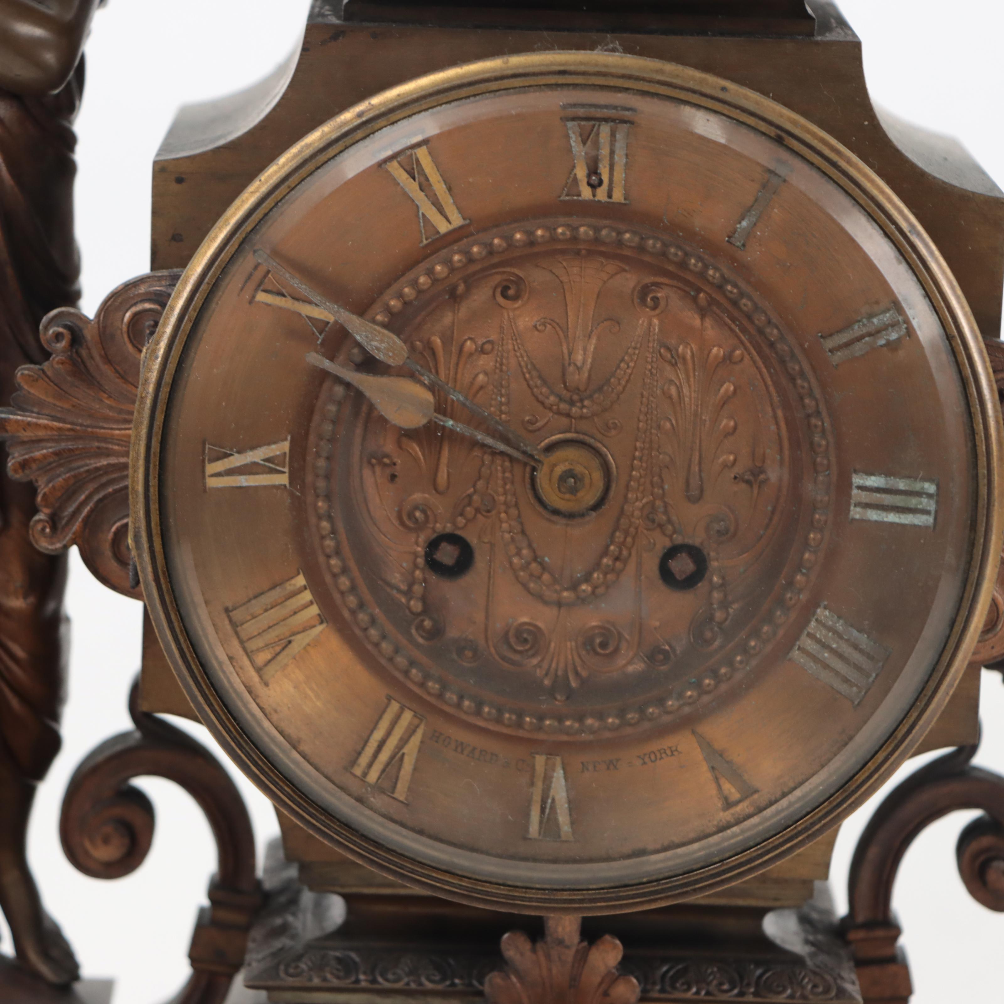 Howard & Co. François Mage Cast Bronze and Spelter Mantel Clock