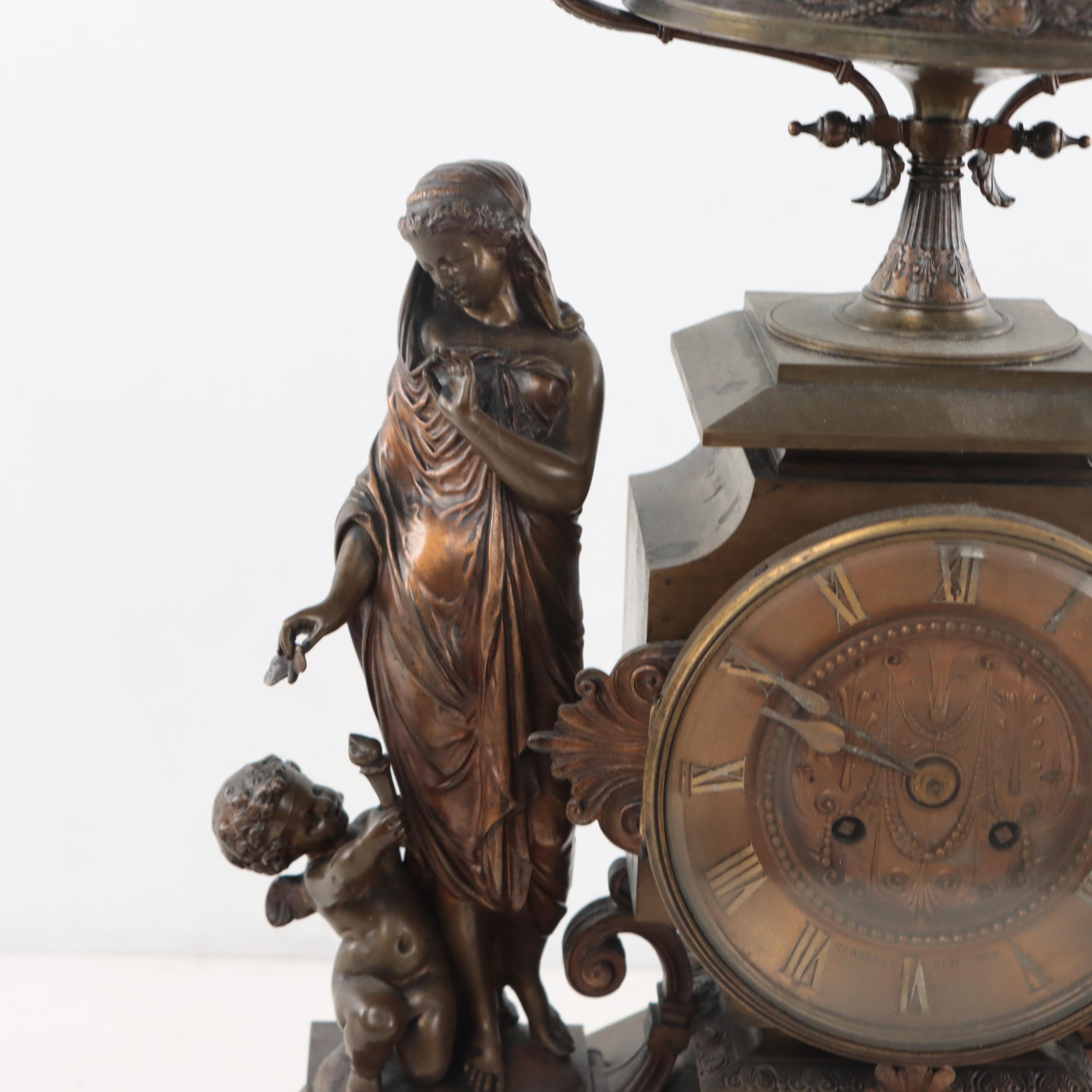 Howard & Co. François Mage Cast Bronze and Spelter Mantel Clock