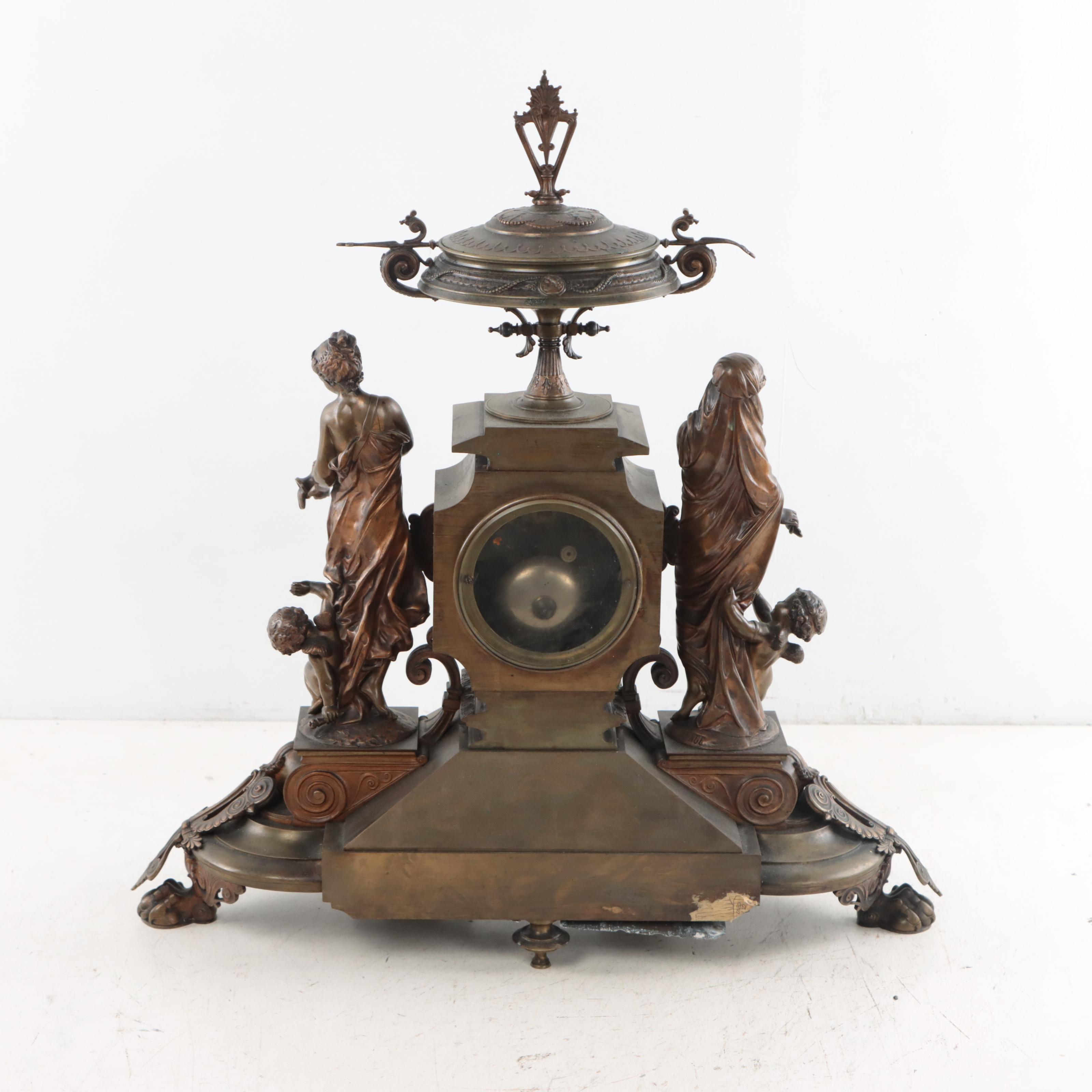 Howard & Co. François Mage Cast Bronze and Spelter Mantel Clock