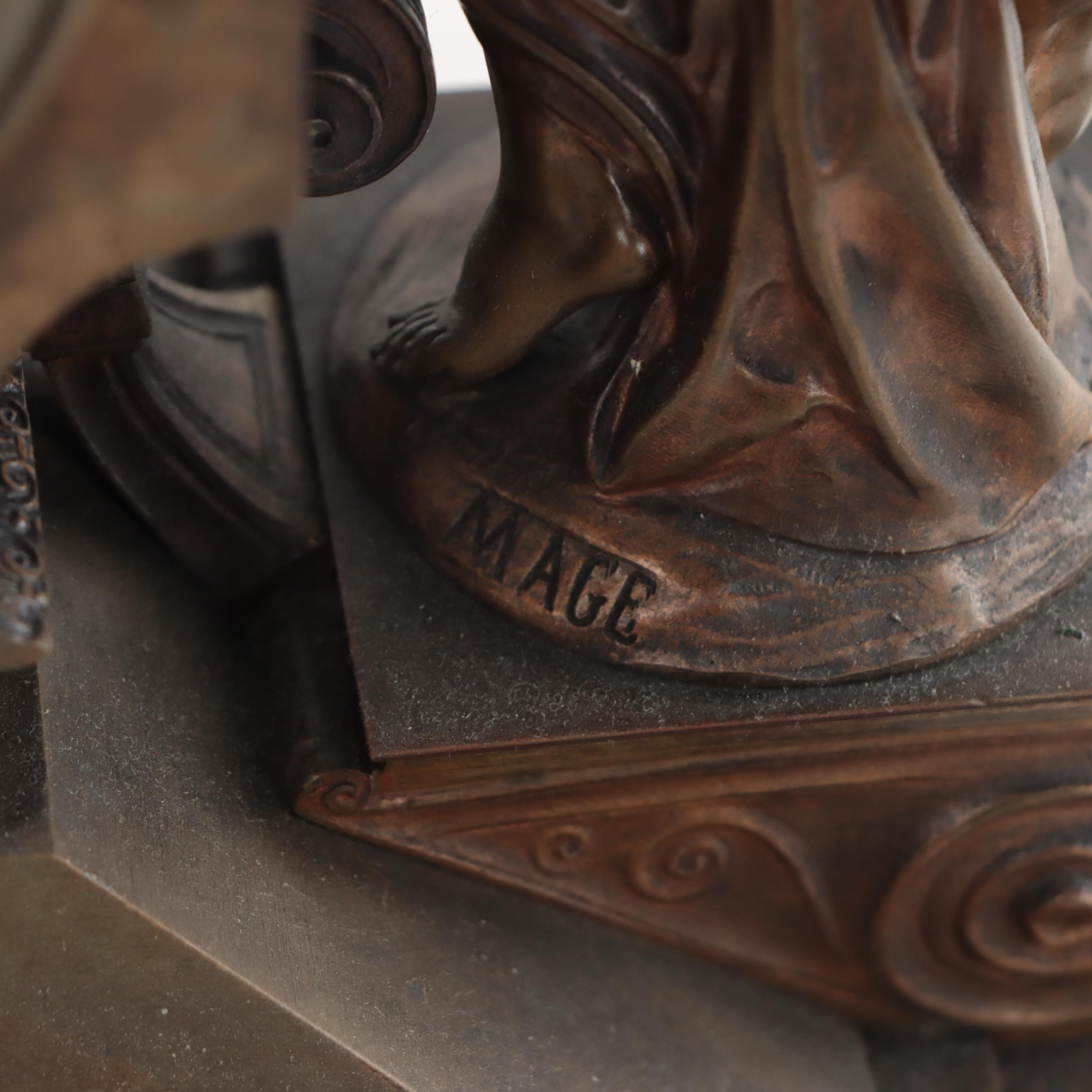 Howard & Co. François Mage Cast Bronze and Spelter Mantel Clock