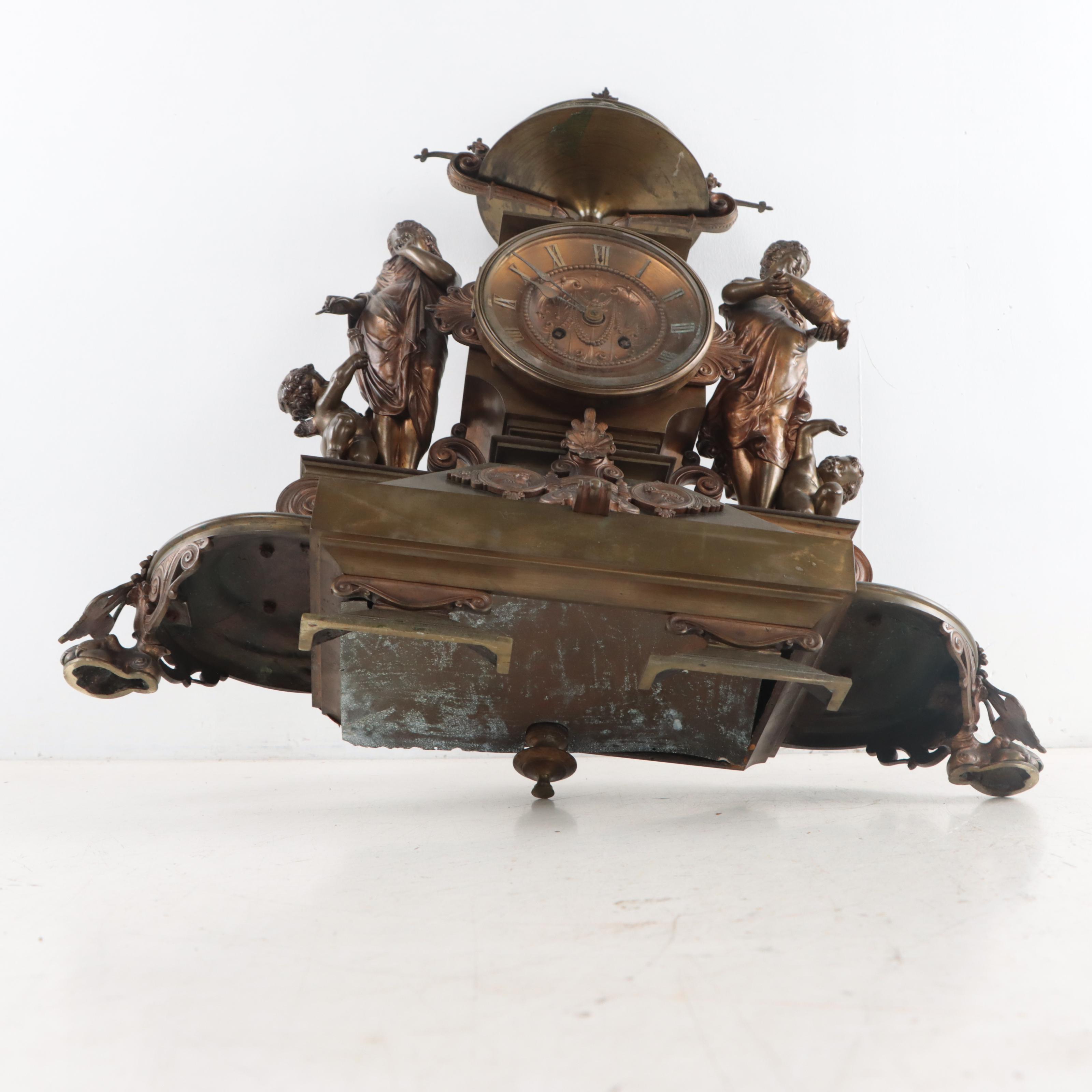 Howard & Co. François Mage Cast Bronze and Spelter Mantel Clock