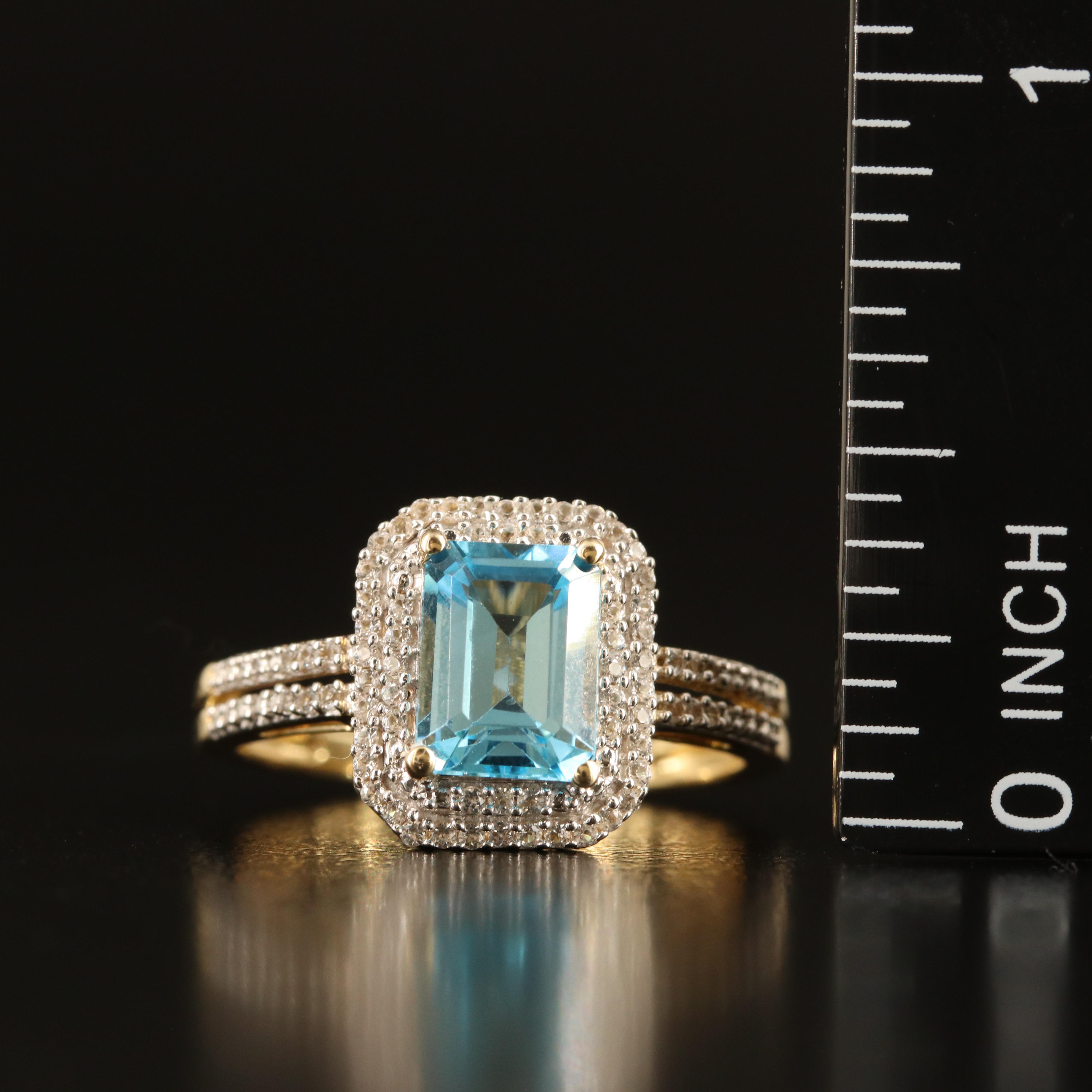 Sterling Swiss Blue Topaz and White Sapphire Ring