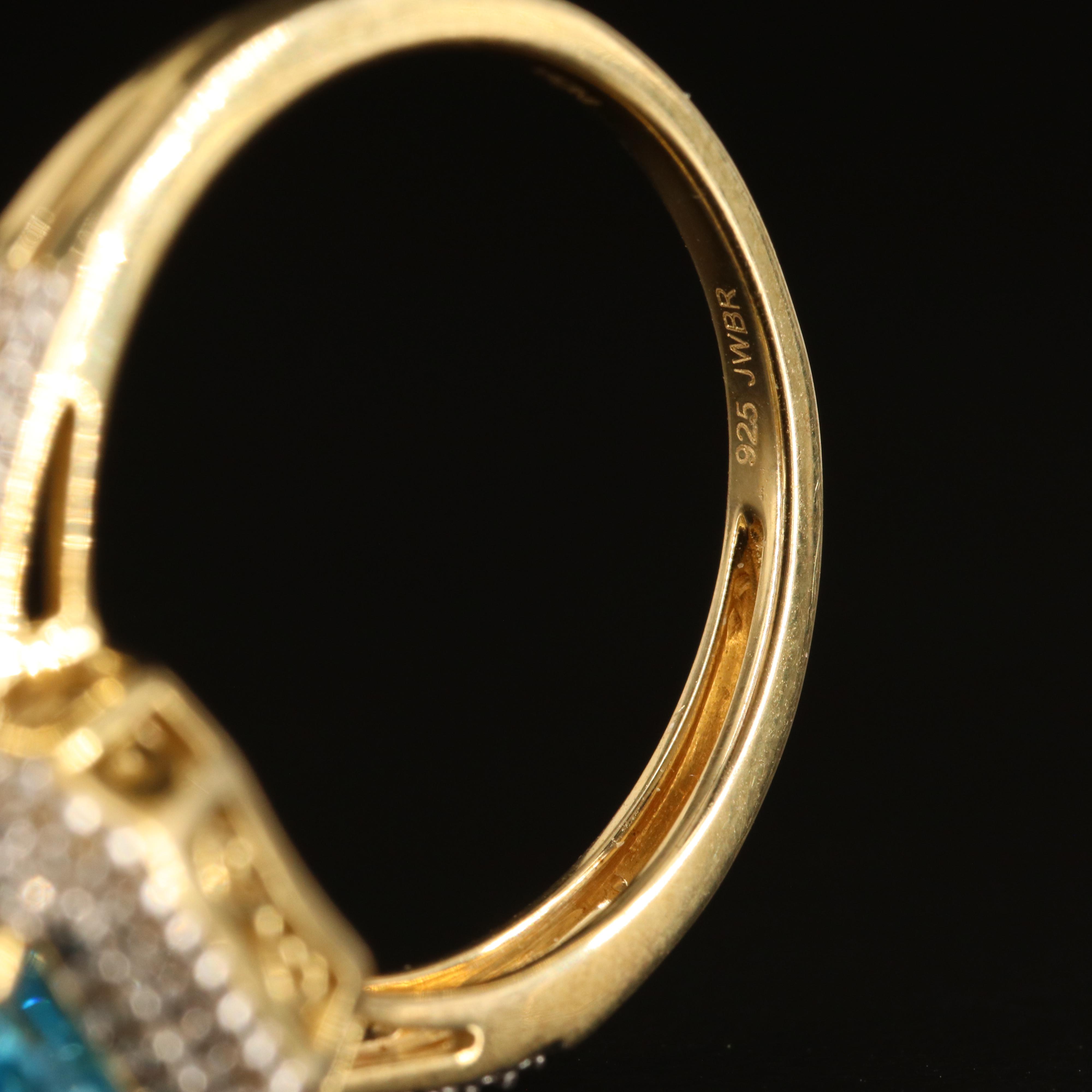 Sterling Swiss Blue Topaz and White Sapphire Ring