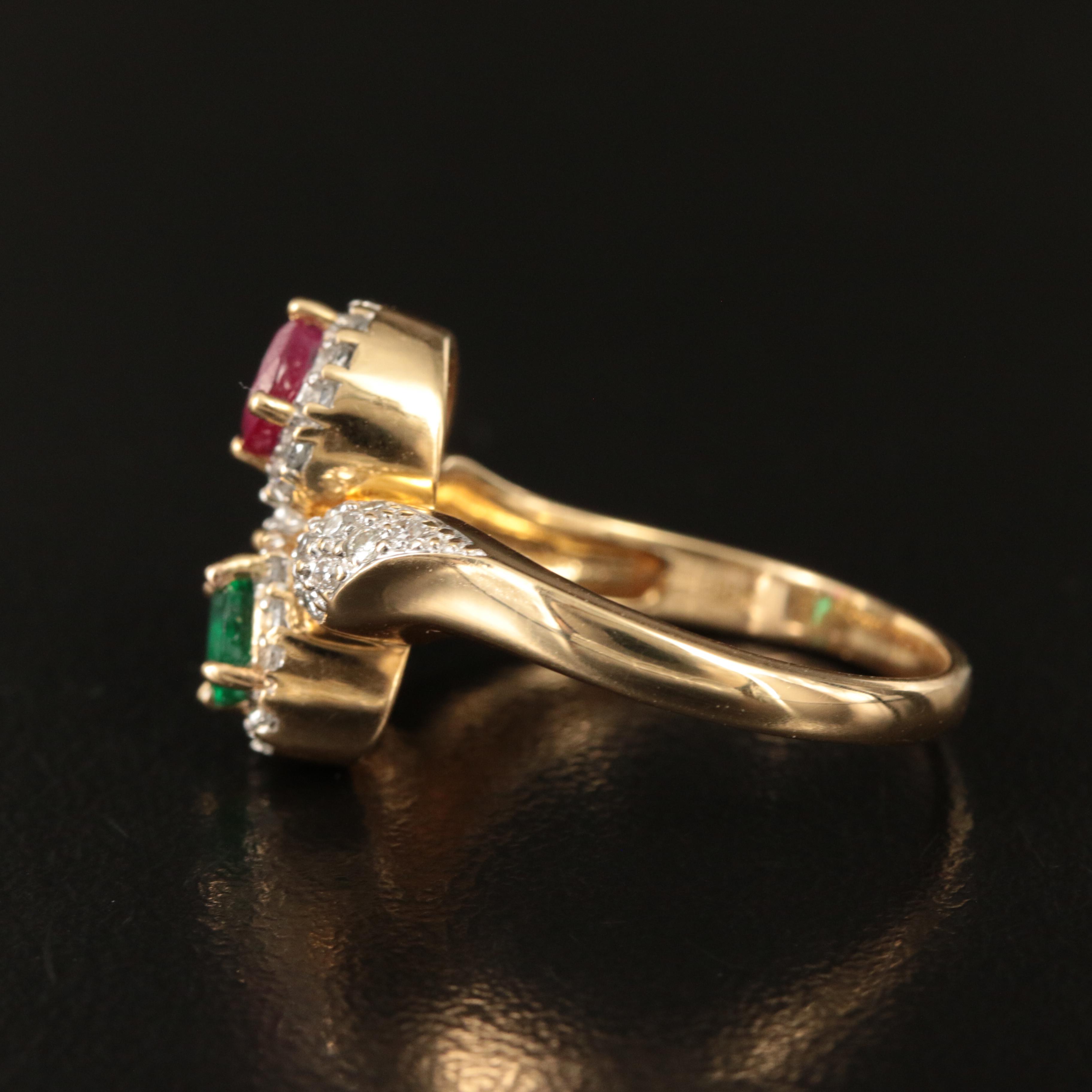 18K Ruby, Emerald, Sapphire and Diamond Ring
