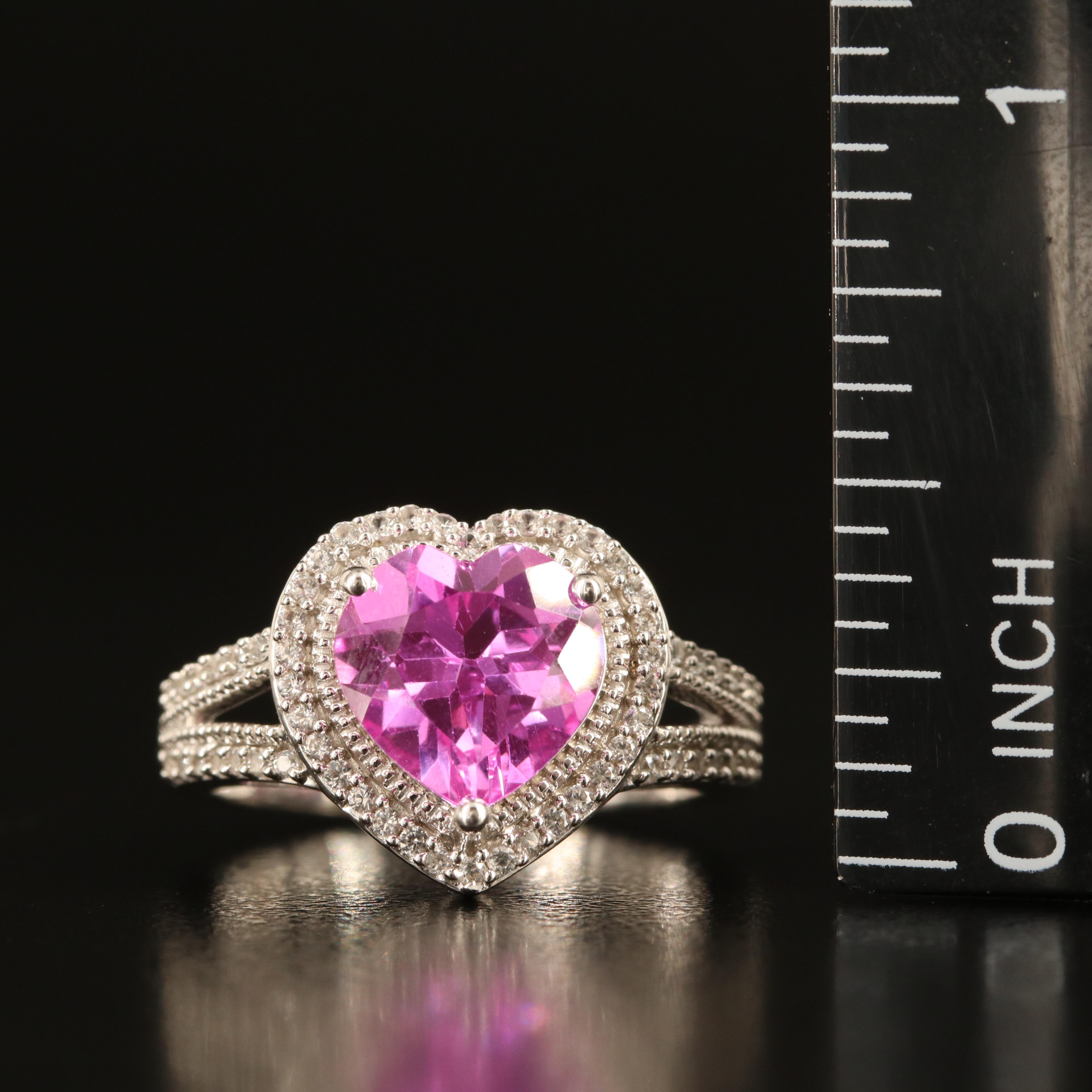 Sterling Sapphire and White Sapphire Heart Ring