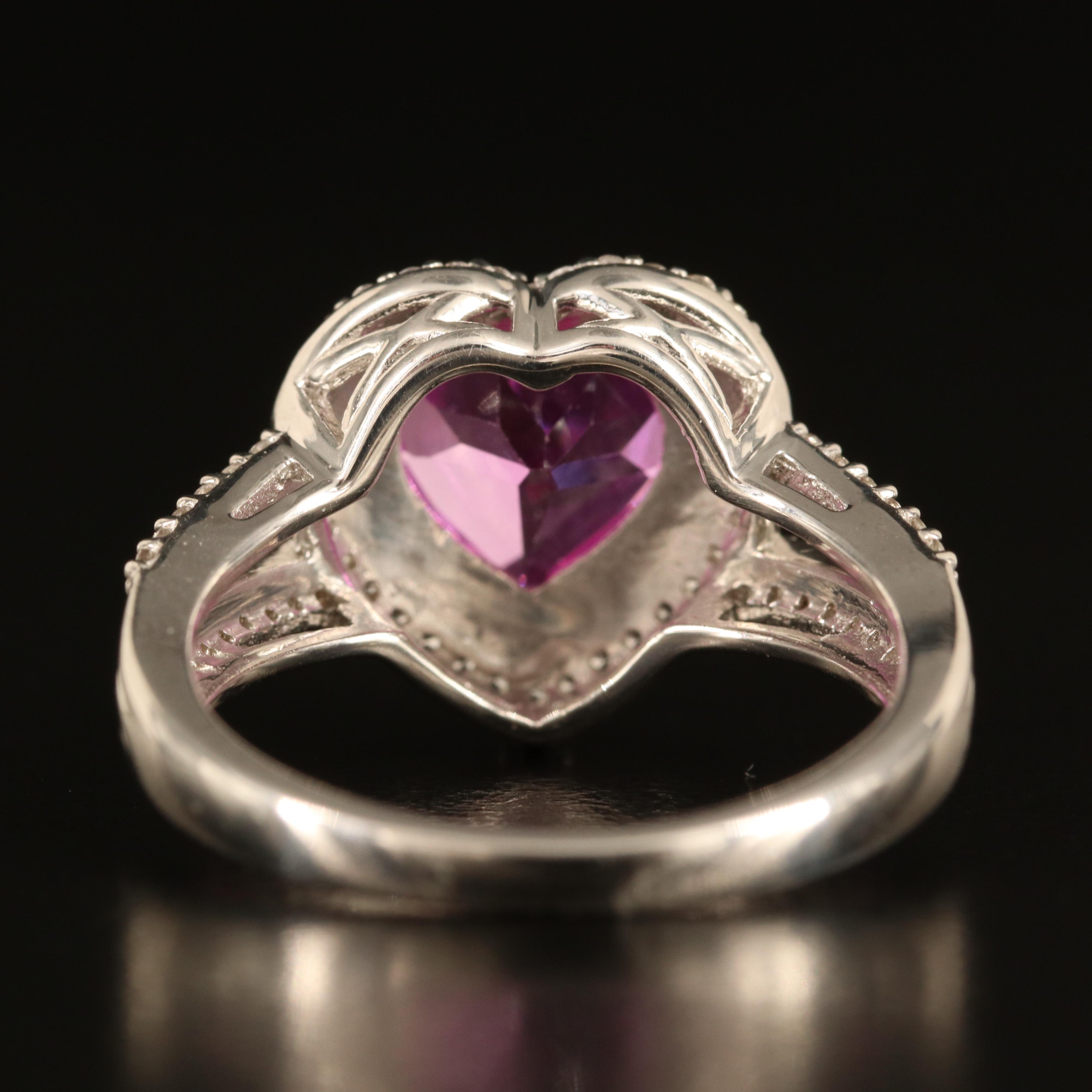 Sterling Sapphire and White Sapphire Heart Ring