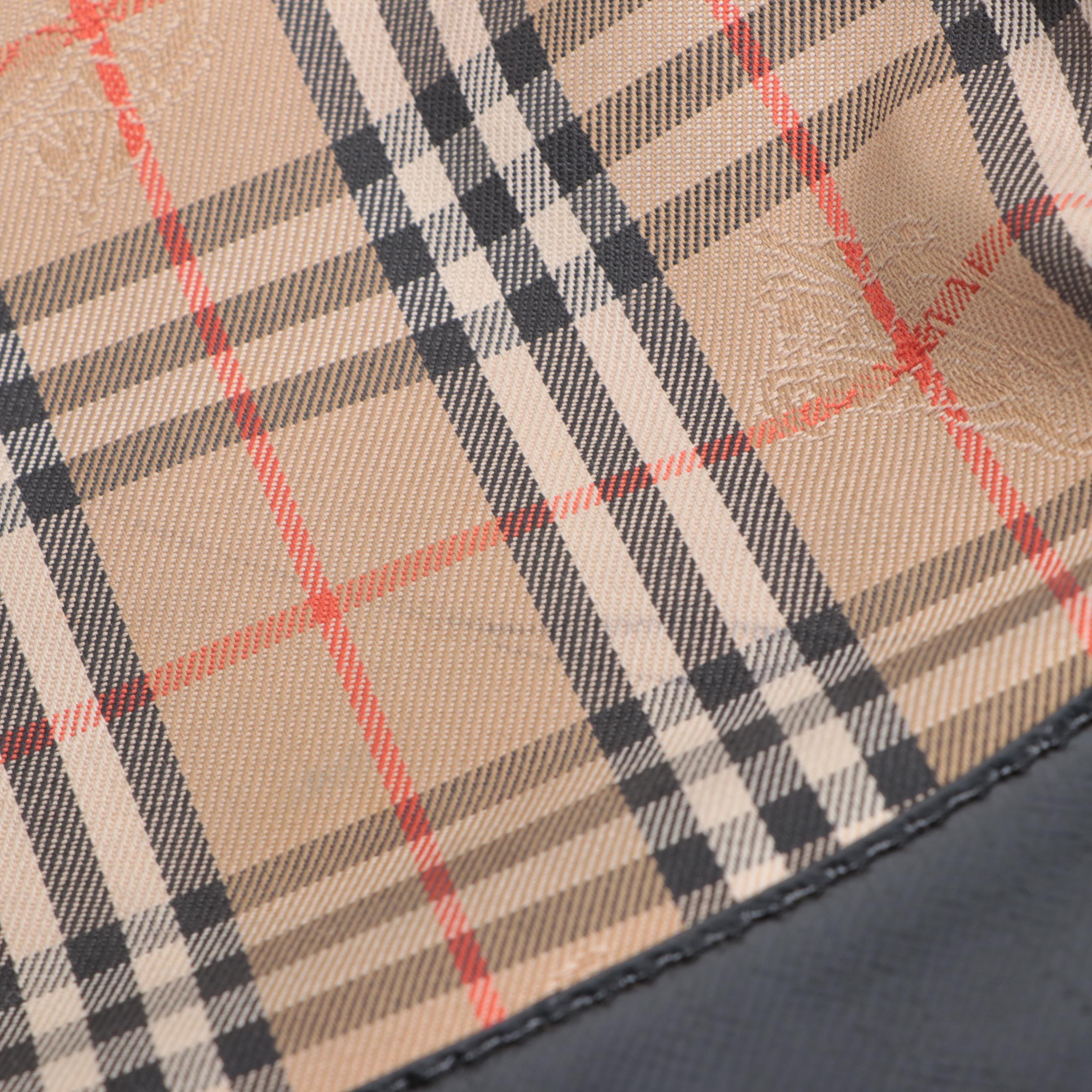 Burberrys Shoulder Tote Bag in Haymarket Check Canvas and Black Leather