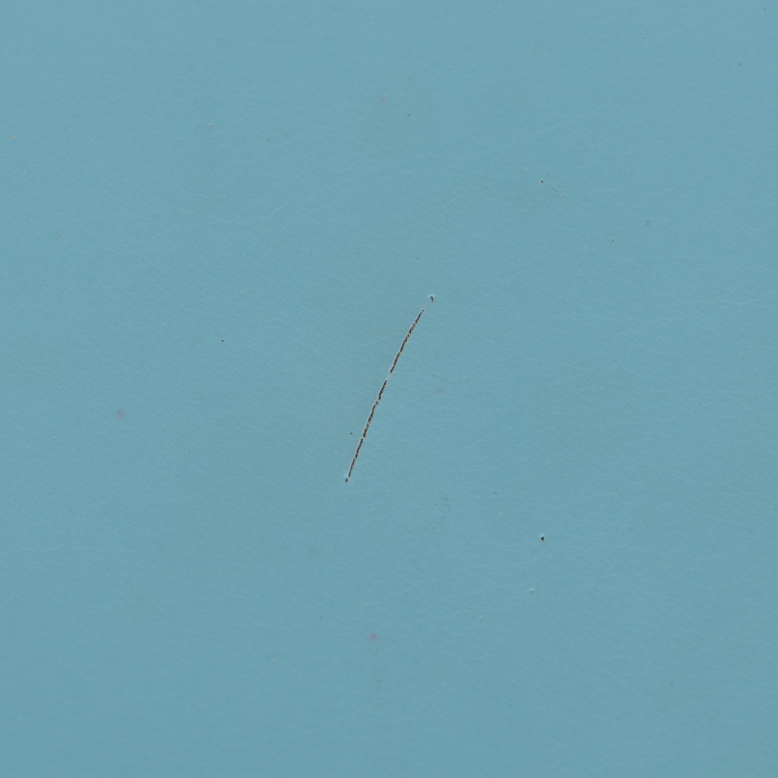 Mid Century Modern Beech and Blue Vinyl Footstool