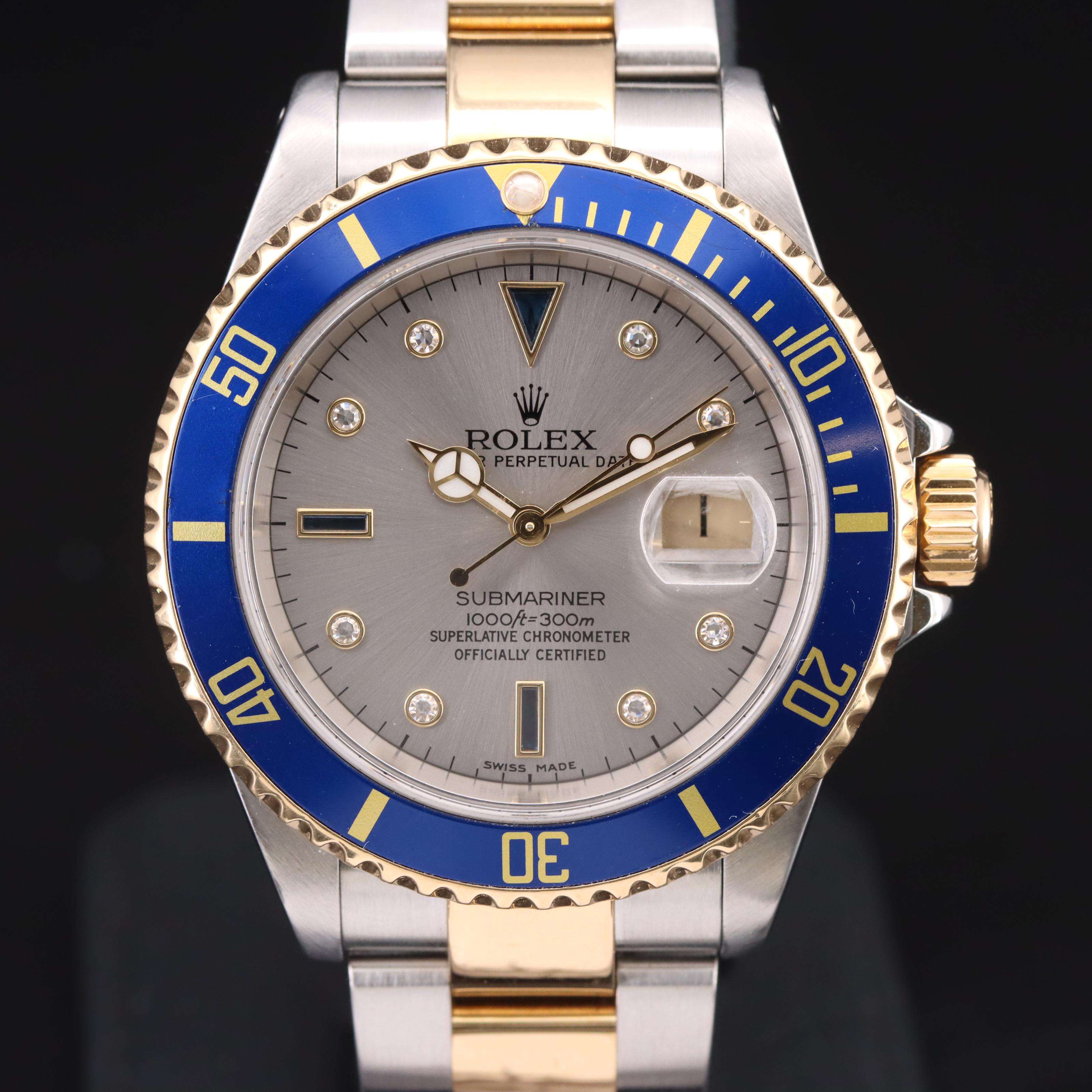 2001 - 2003 Rolex Submariner Date Diamond and Sapphire Serti Dial Watch