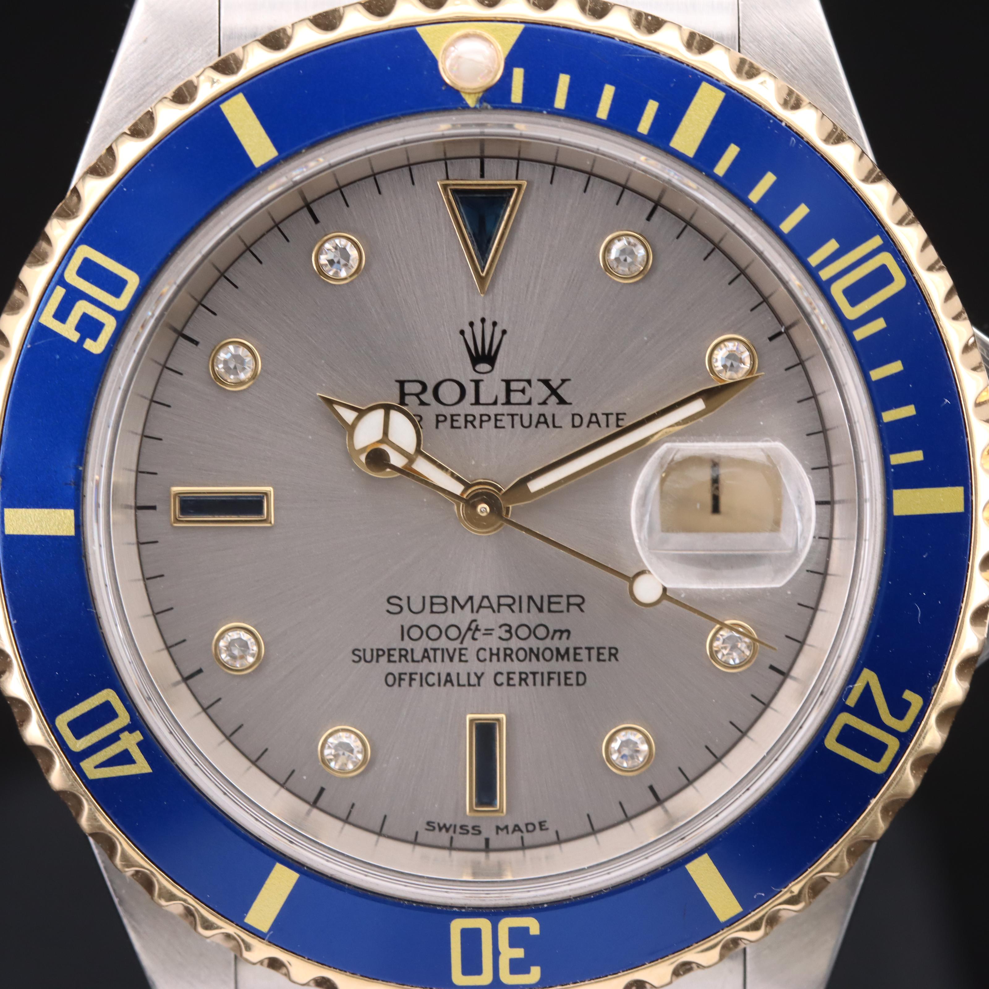 2001 - 2003 Rolex Submariner Date Diamond and Sapphire Serti Dial Watch