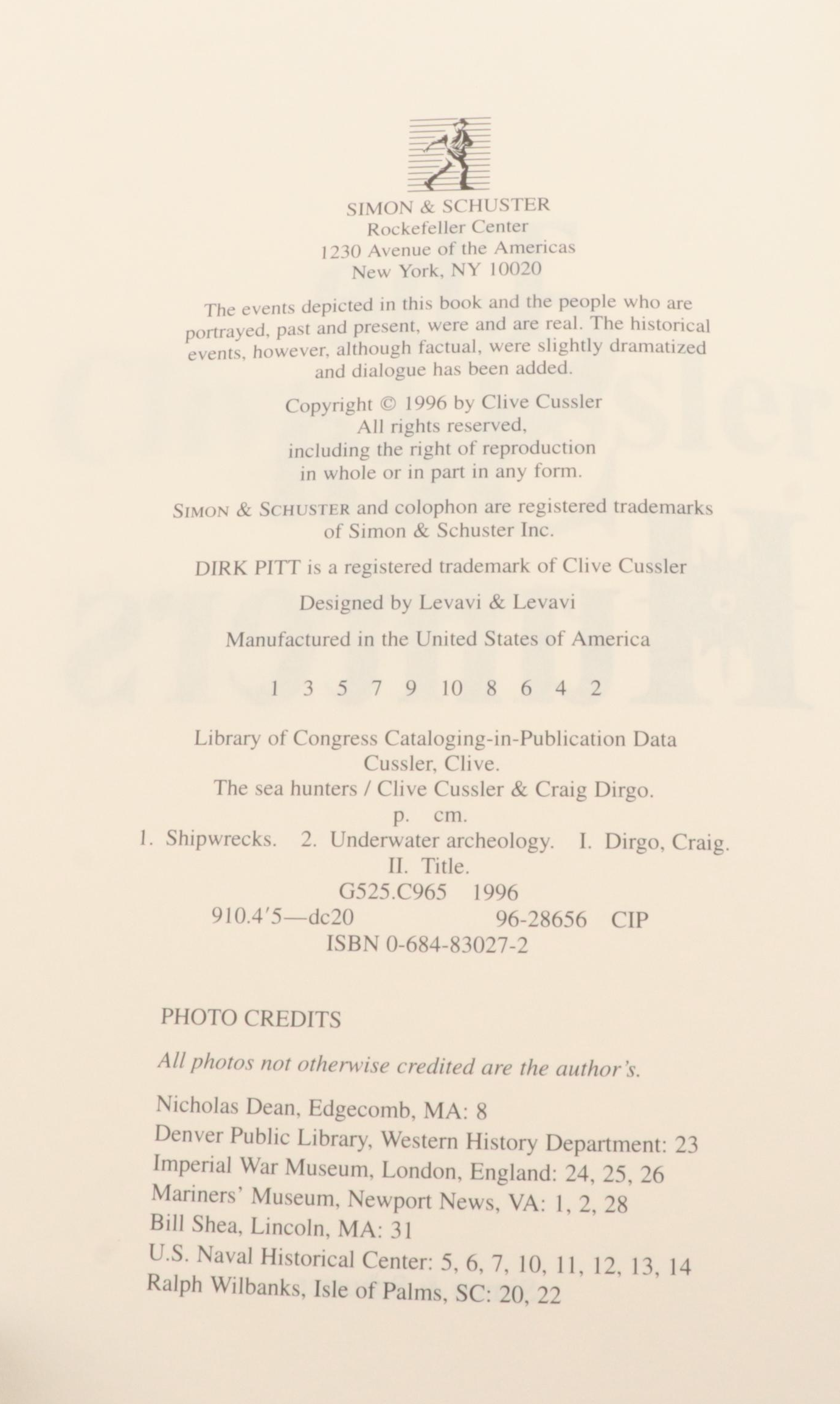 First Edition Clive Cussler Novels Including "Treasure, "Sea Hunters," and More