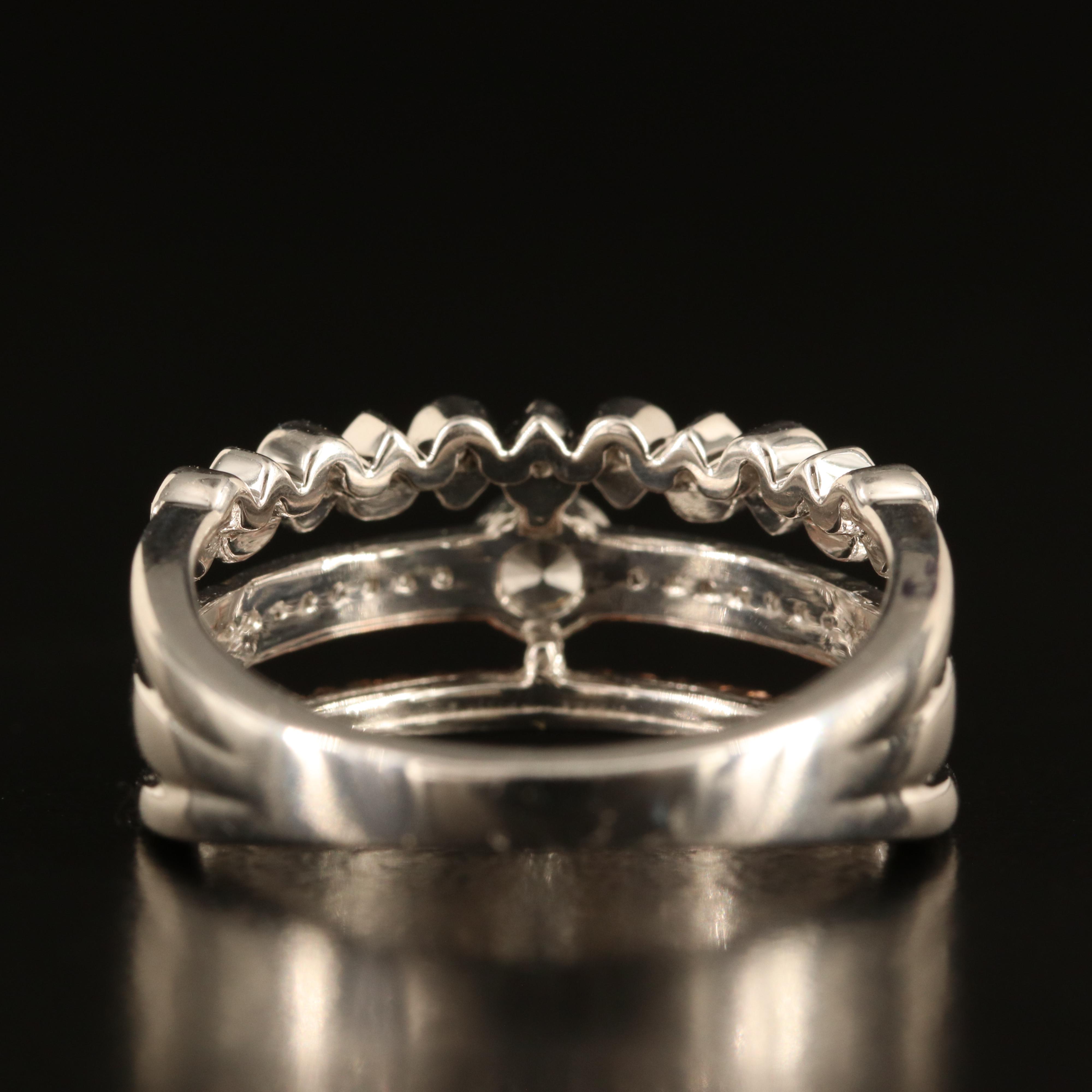 Sterling White Sapphire Ring with 10K Rose Gold Accent