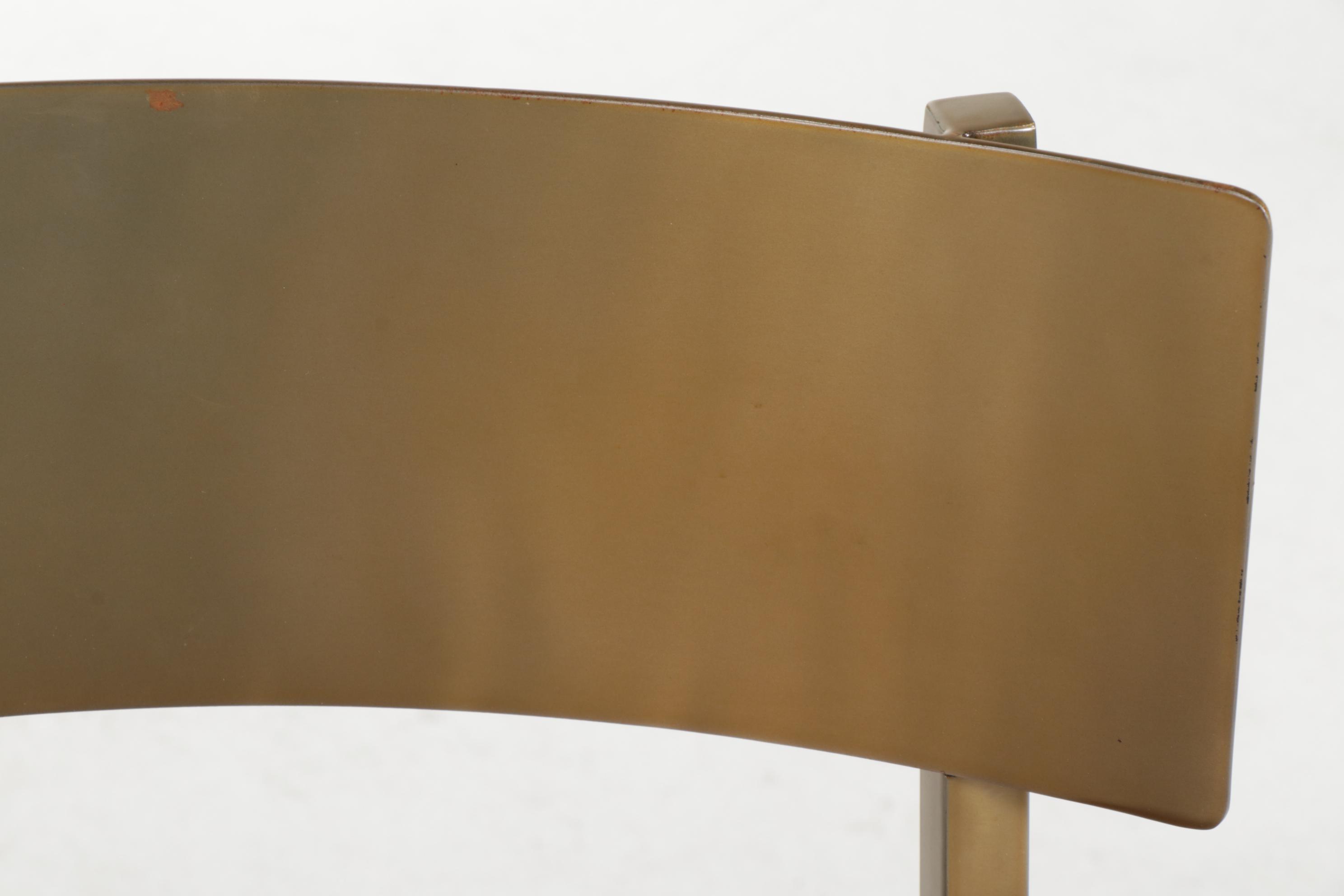 Pair of Contemporary Metal and Leather-Upholstered Side Chairs