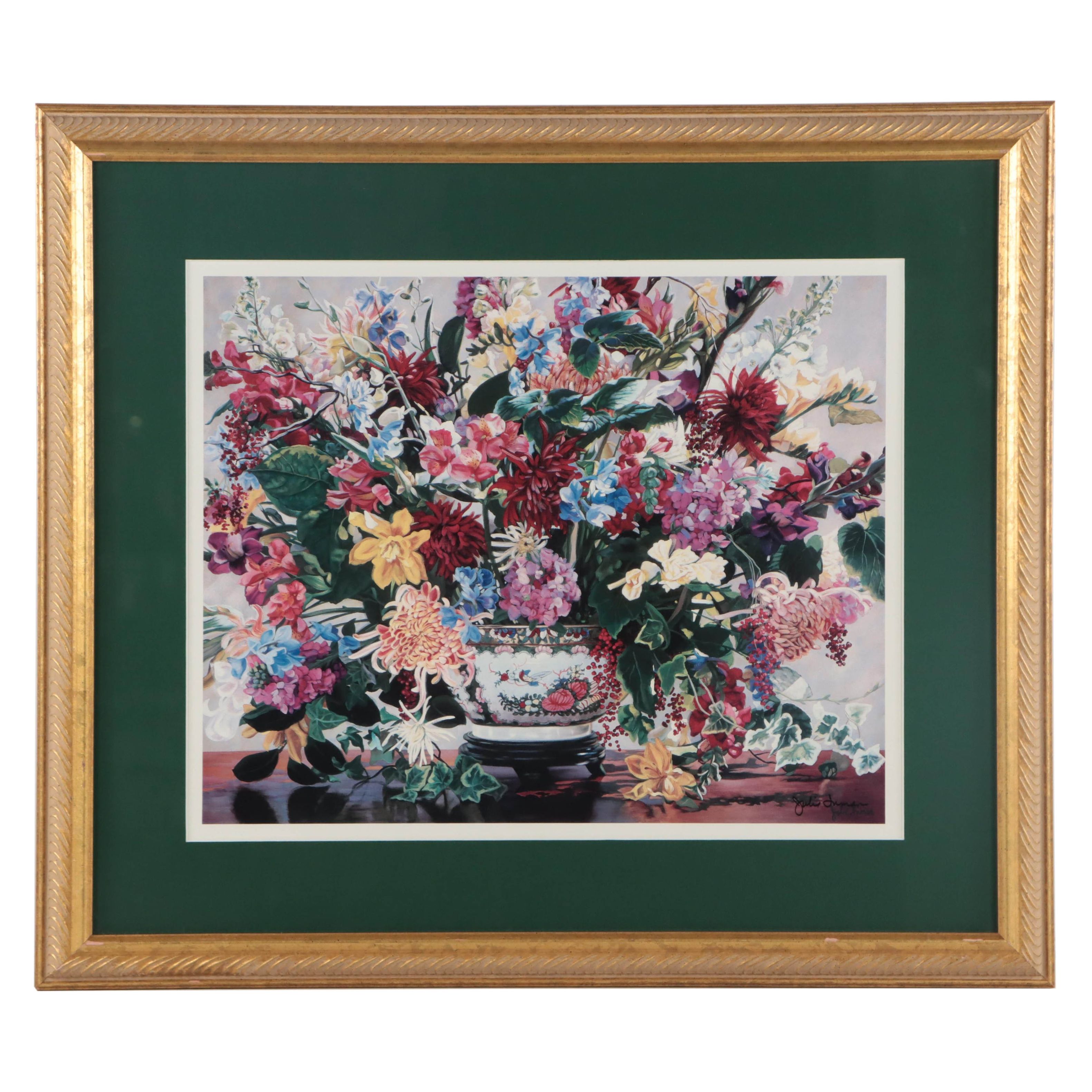 Julie Inman Floral Still Life Offset Lithograph "Bountiful"