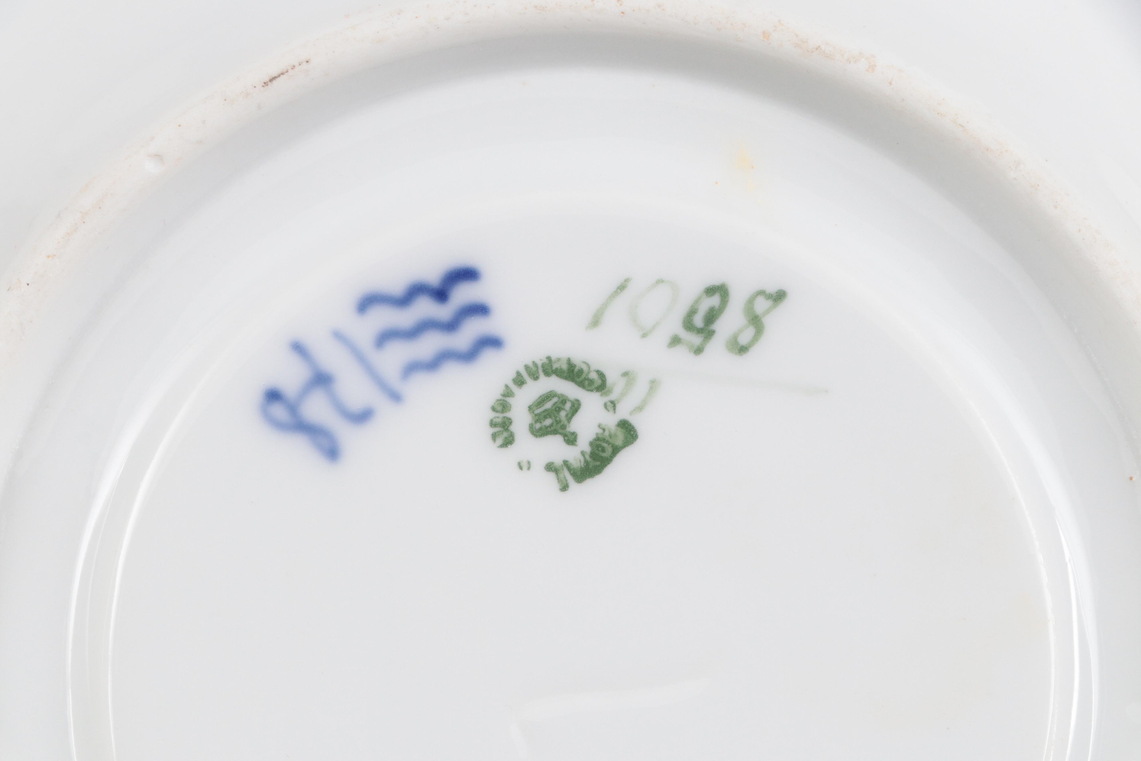 Royal Copenhagen Blue Flowers Porcelain Cups and Saucers with Plates, 1899-1934