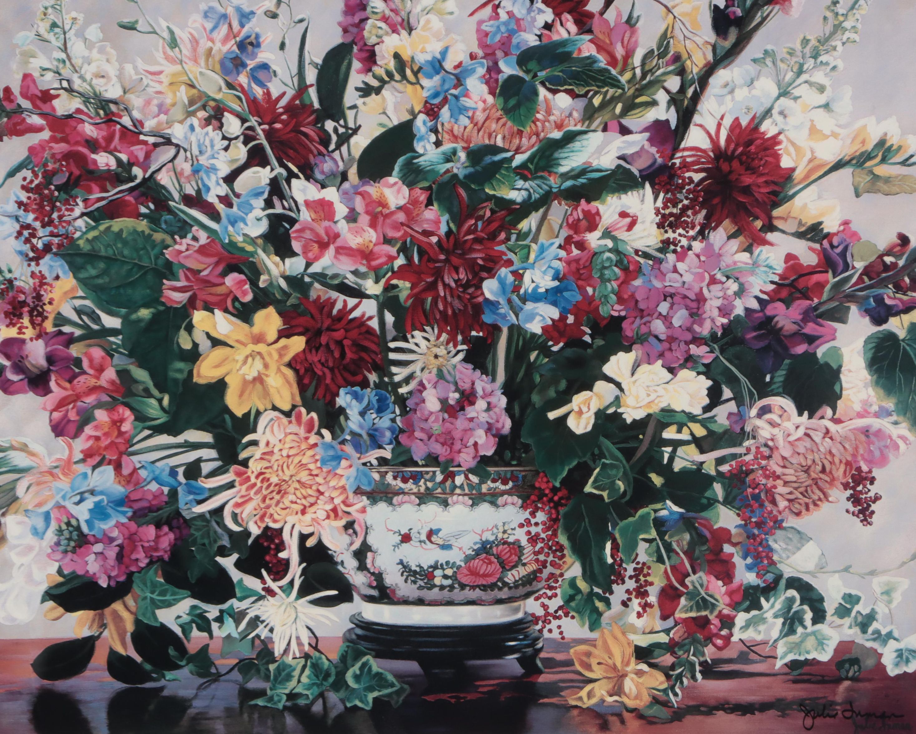 Julie Inman Floral Still Life Offset Lithograph "Bountiful"