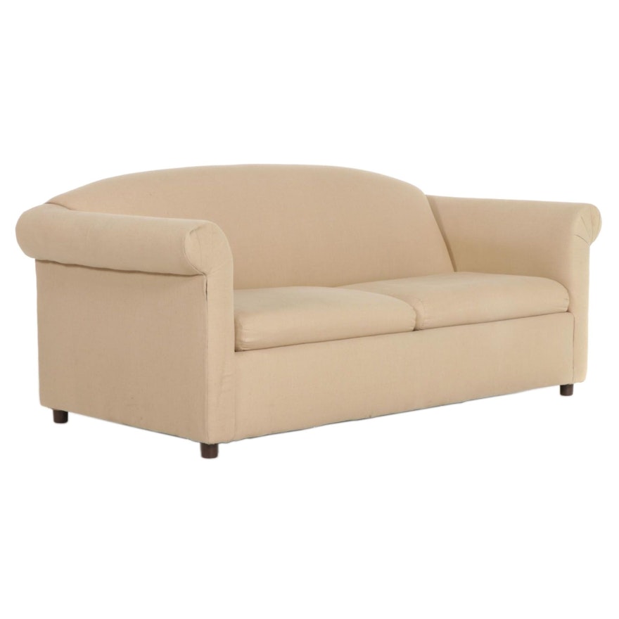 Linen-Upholstered Two-Seat Sleeper Sofa