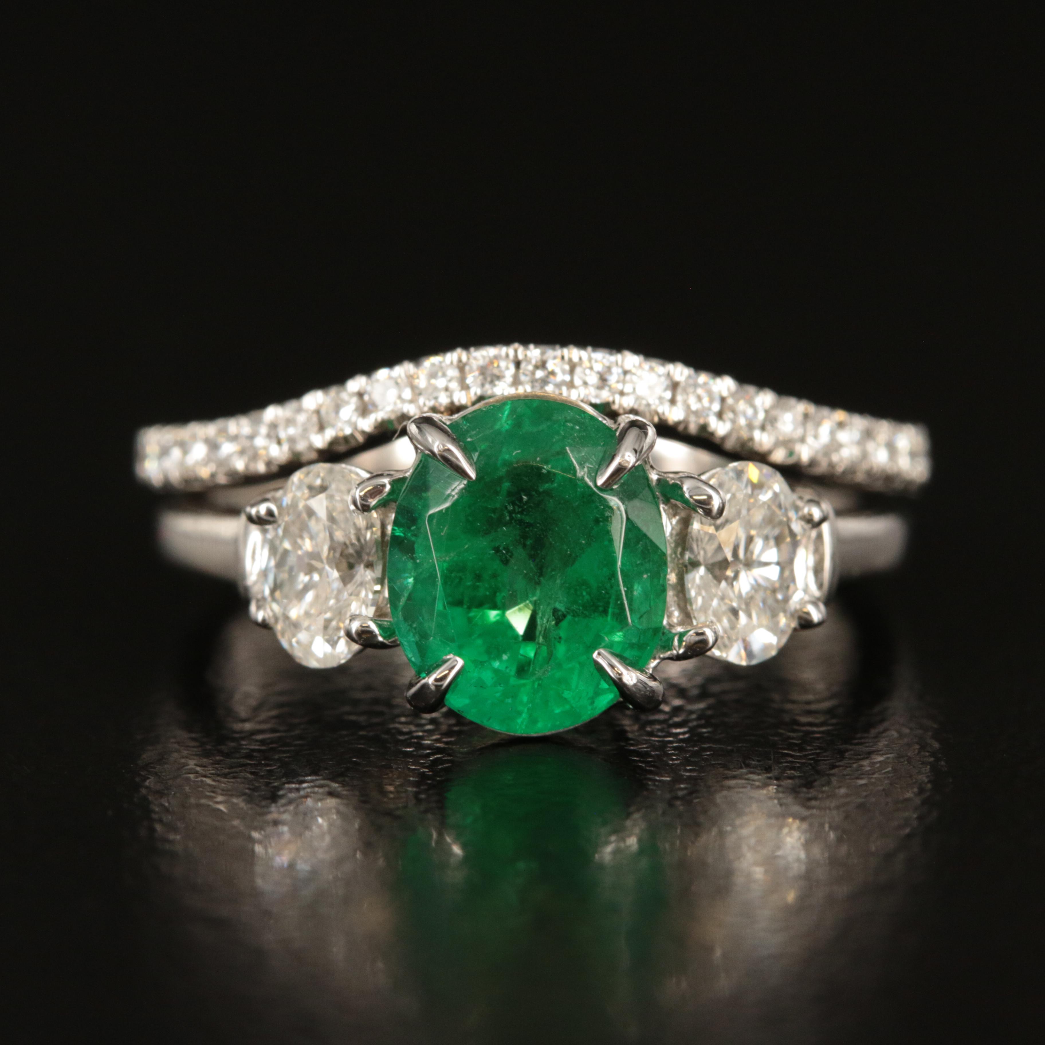 18K and 14K 1.50 CT Emerald and Diamond Ring