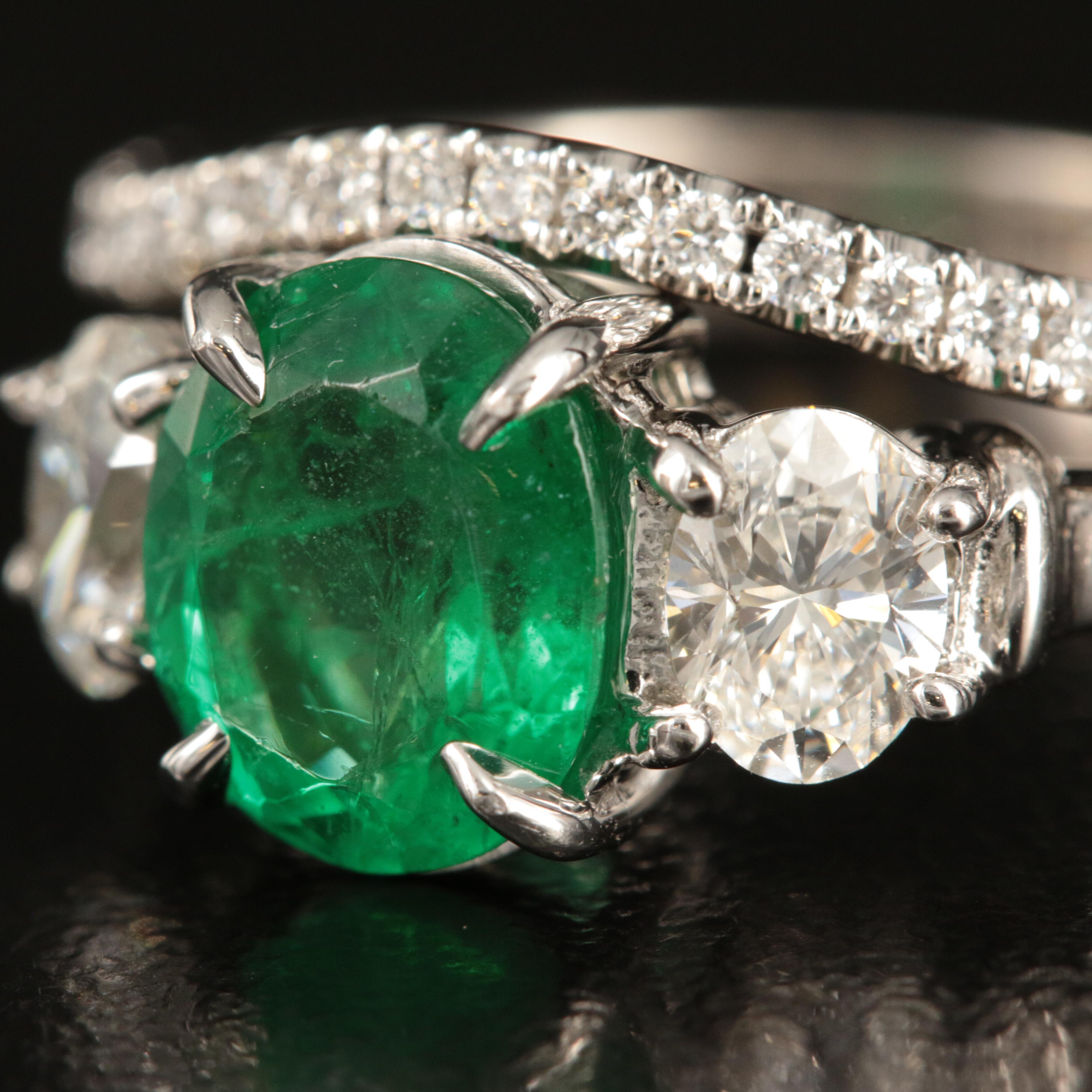 18K and 14K 1.50 CT Emerald and Diamond Ring