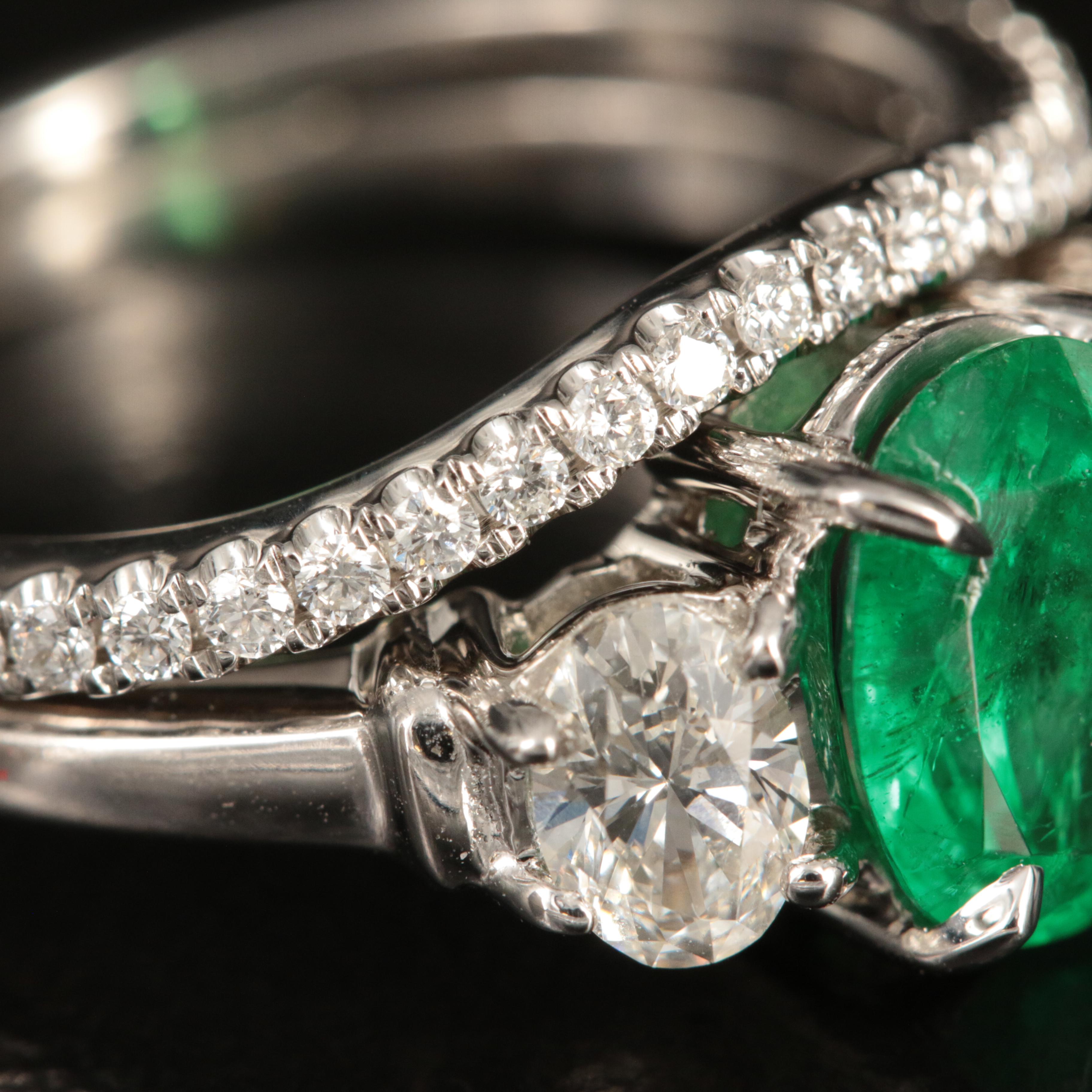 18K and 14K 1.50 CT Emerald and Diamond Ring