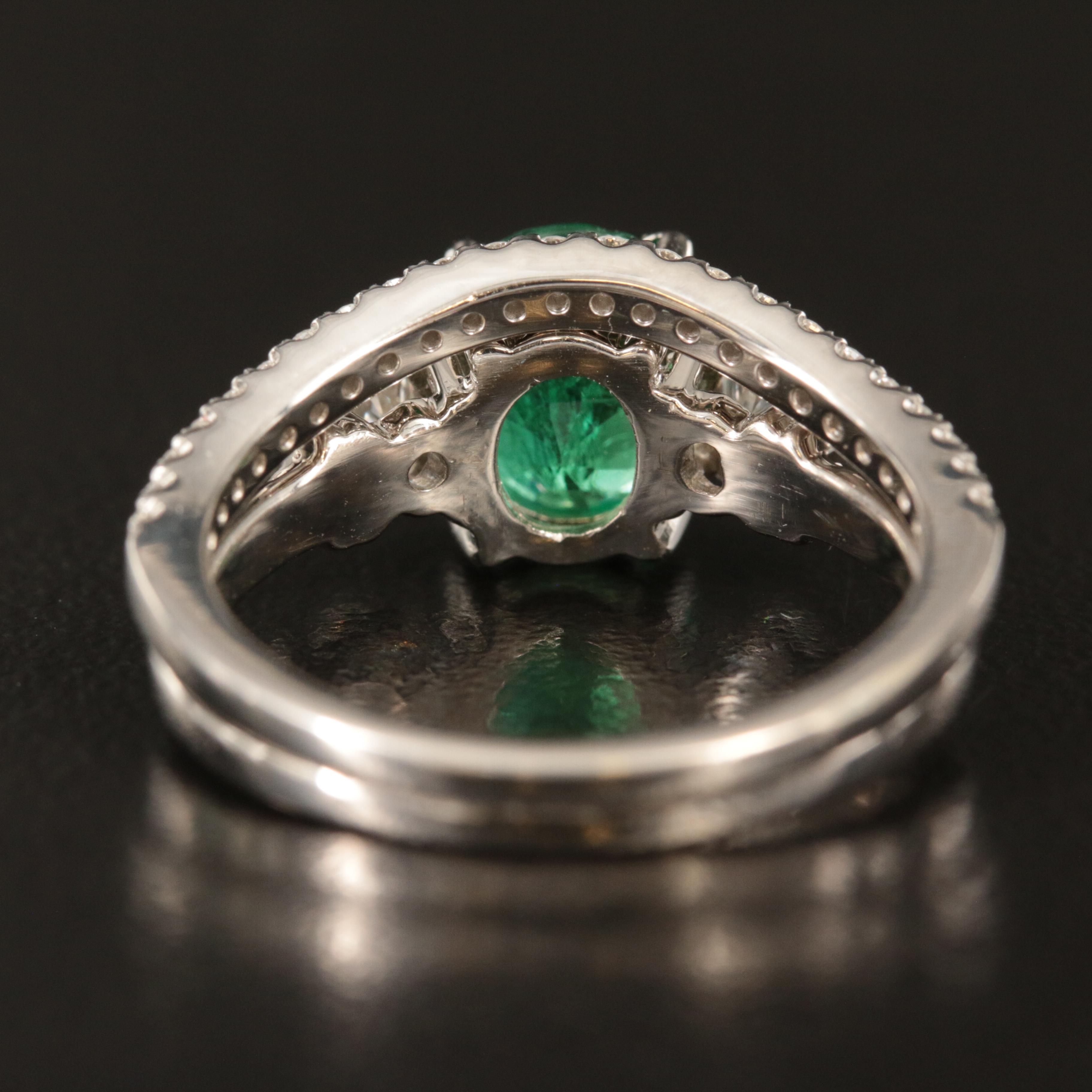 18K and 14K 1.50 CT Emerald and Diamond Ring