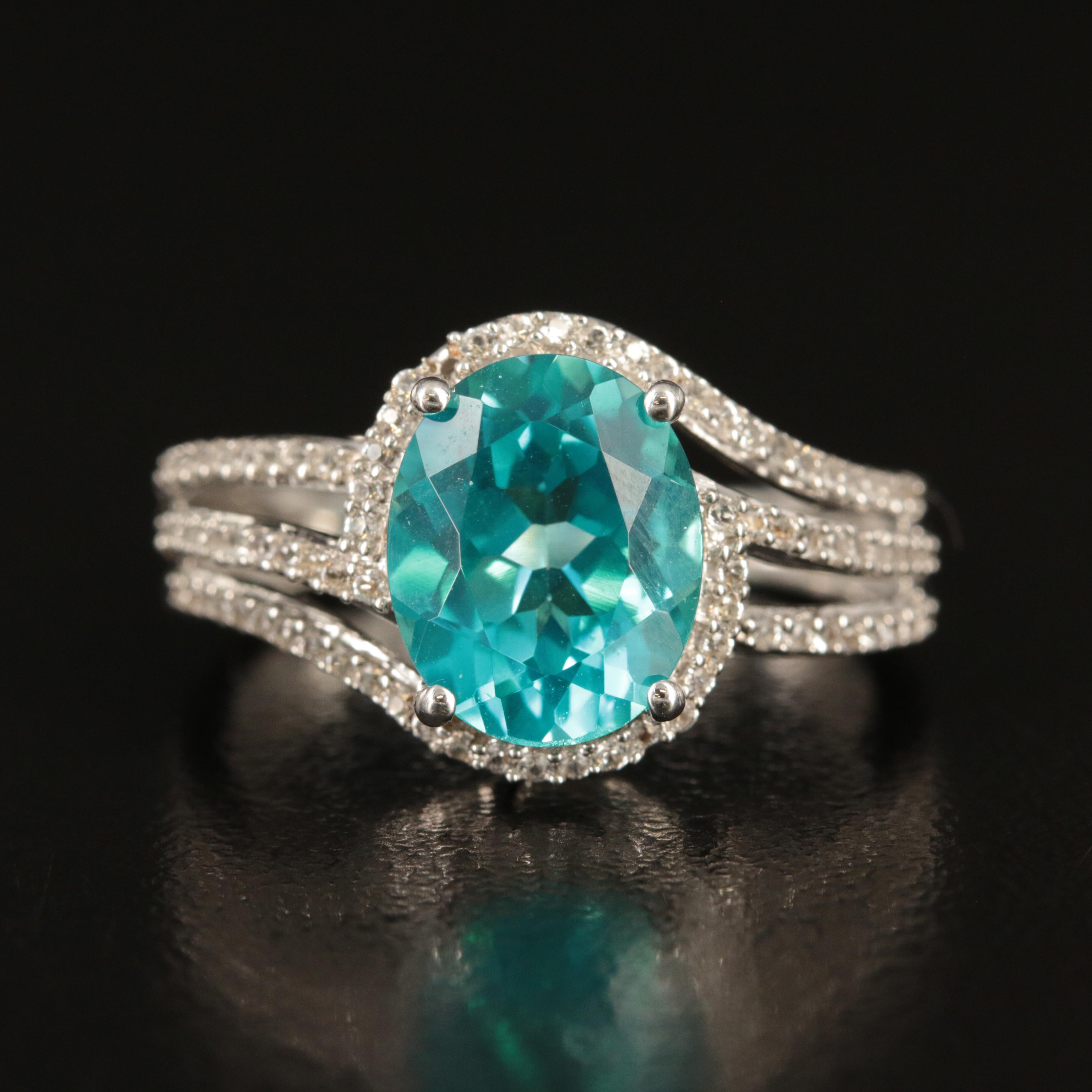 Sterling Topaz and Sapphire Ring