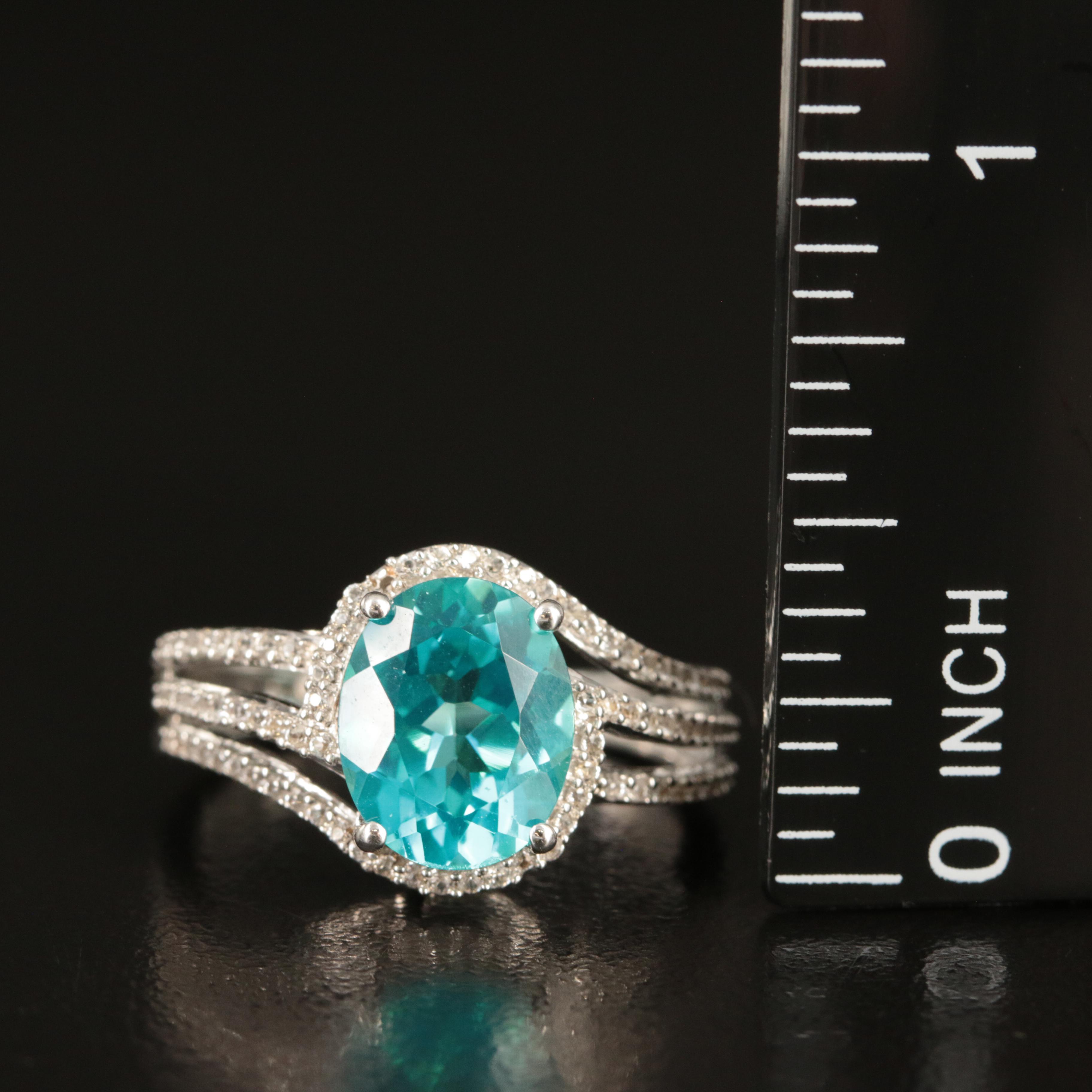 Sterling Topaz and Sapphire Ring