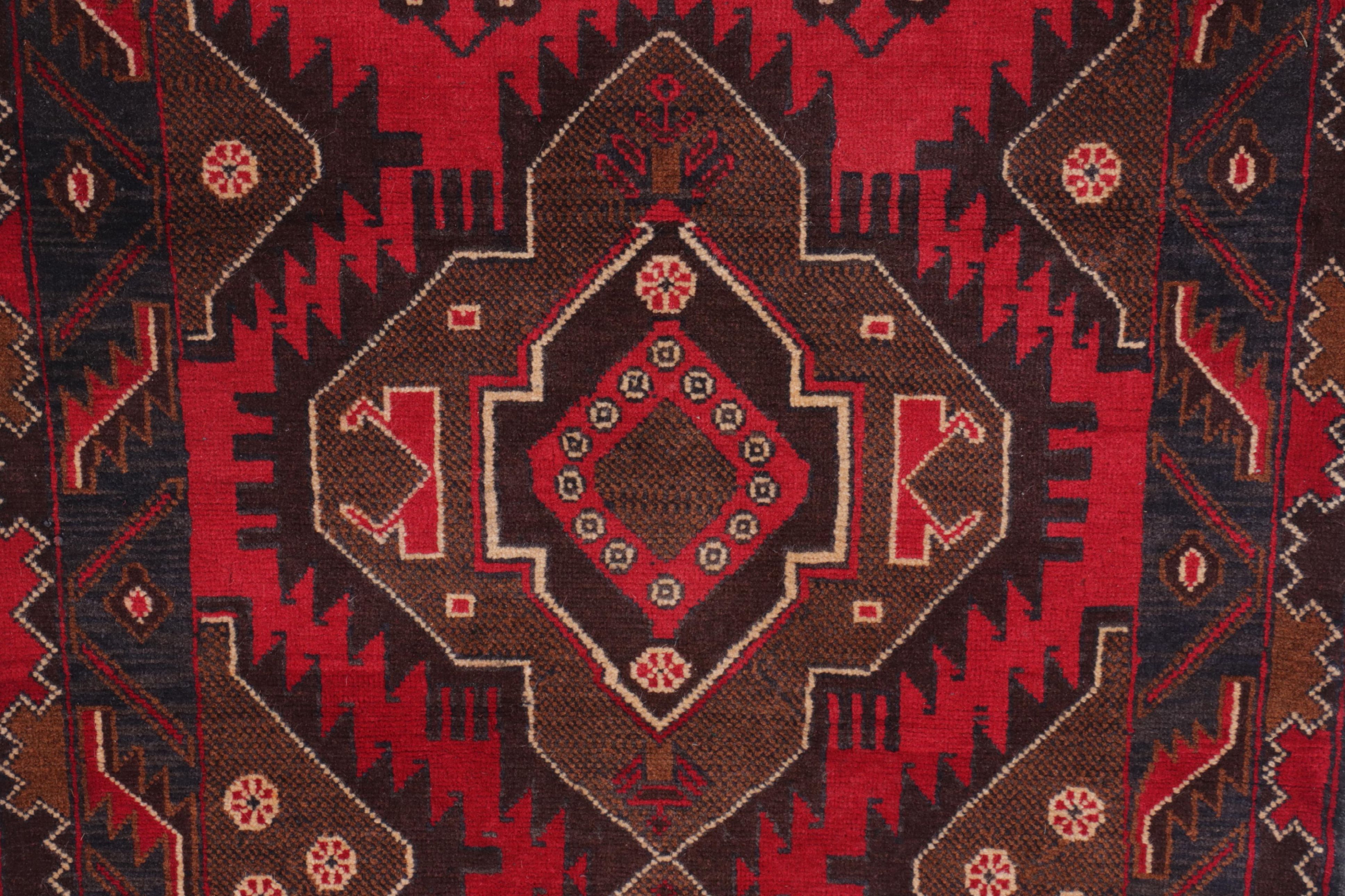 2'11 x 4'8 Hand-Knotted Afghan Baluch Accent Rug