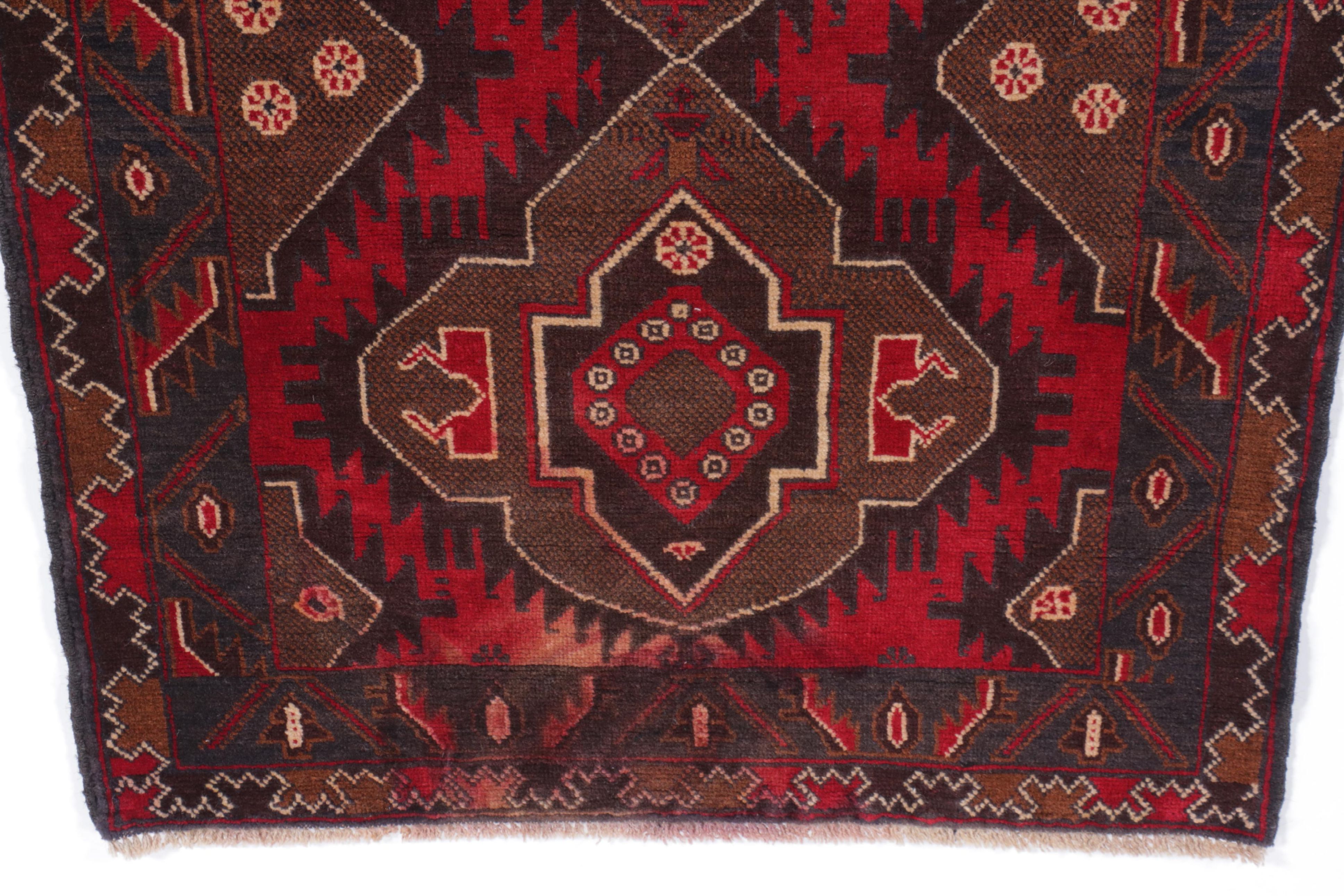 2'11 x 4'8 Hand-Knotted Afghan Baluch Accent Rug