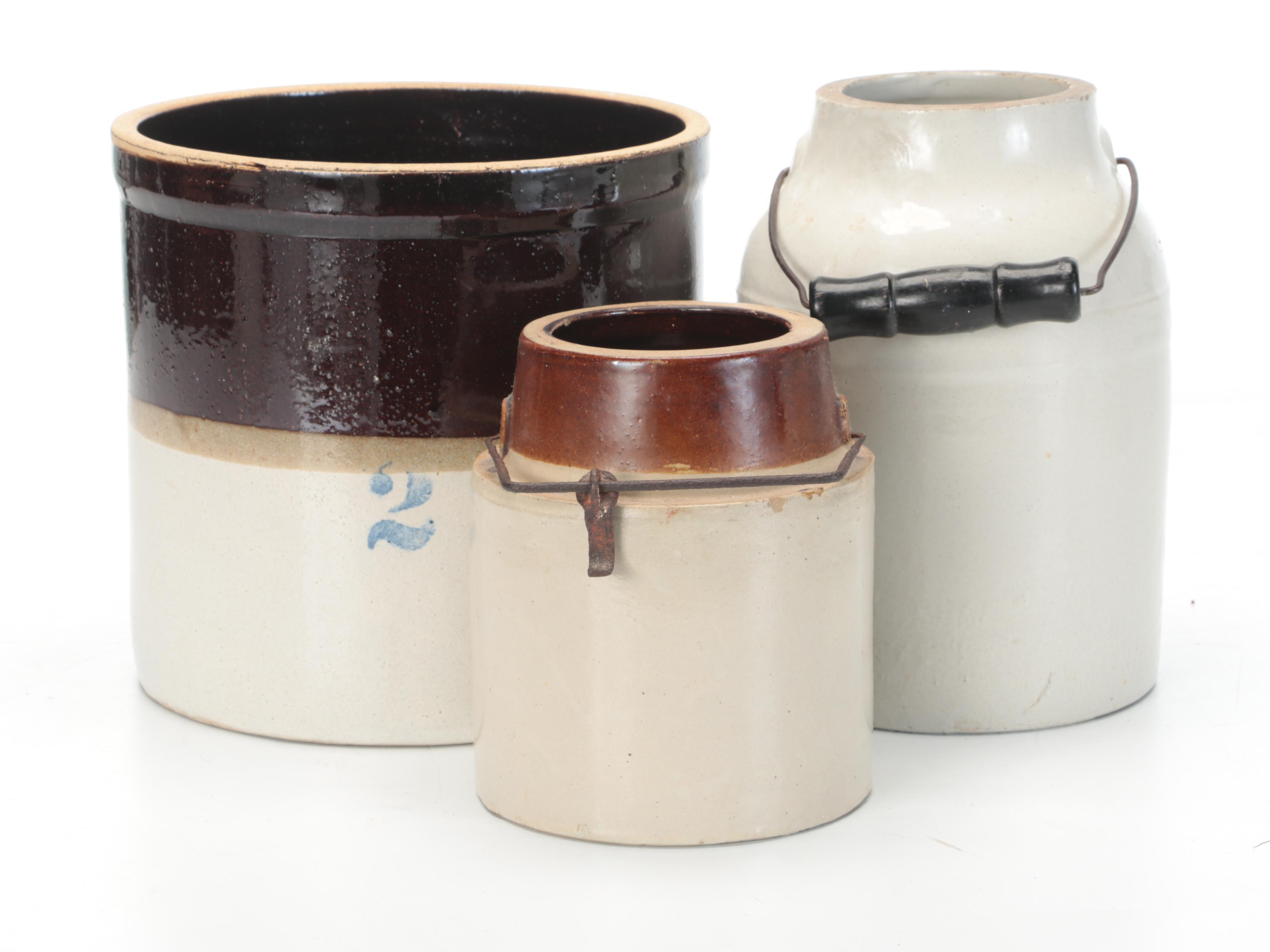 United States Brewing, Buckeye Pottery with Other Stoneware Jugs and Crocks