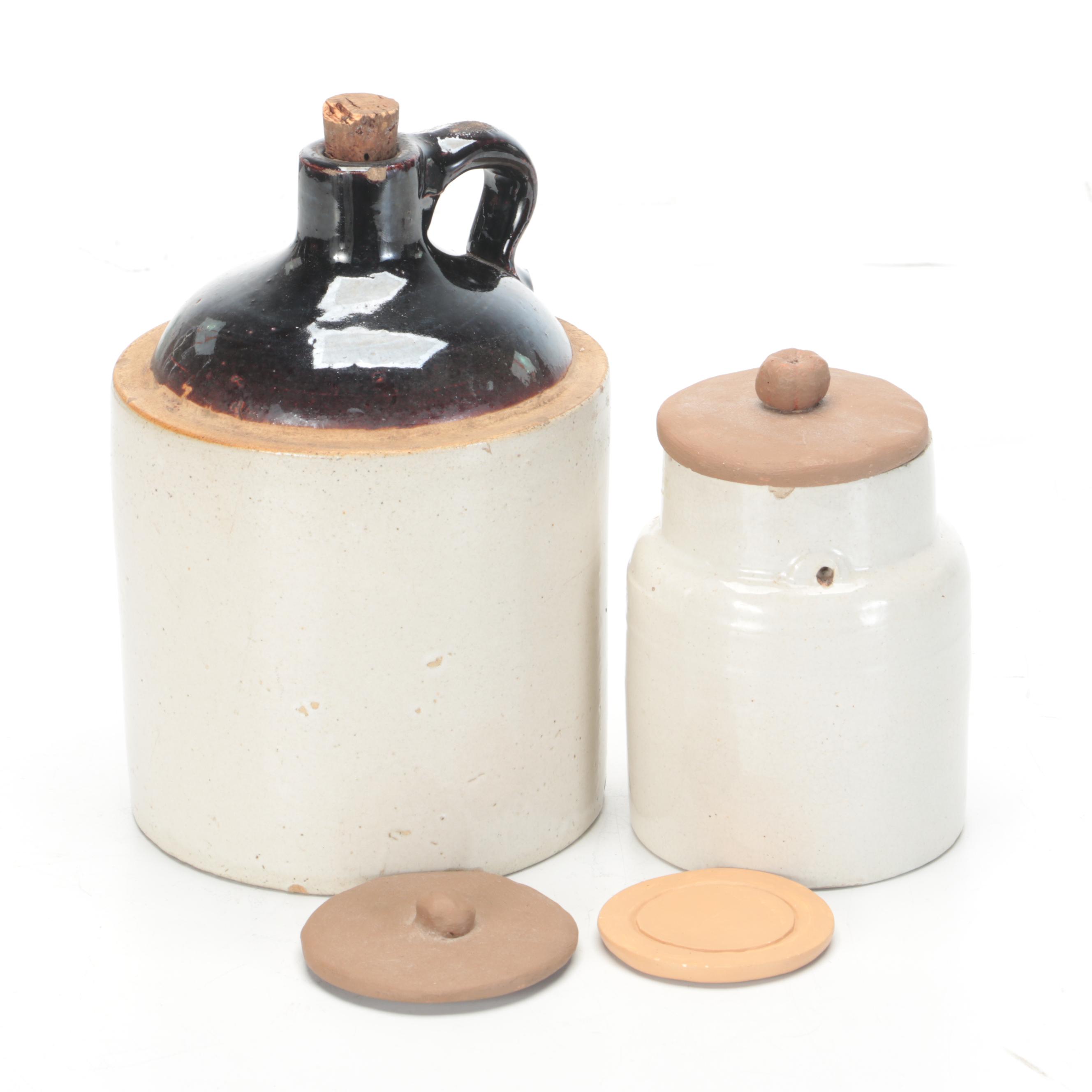 United States Brewing, Buckeye Pottery with Other Stoneware Jugs and Crocks